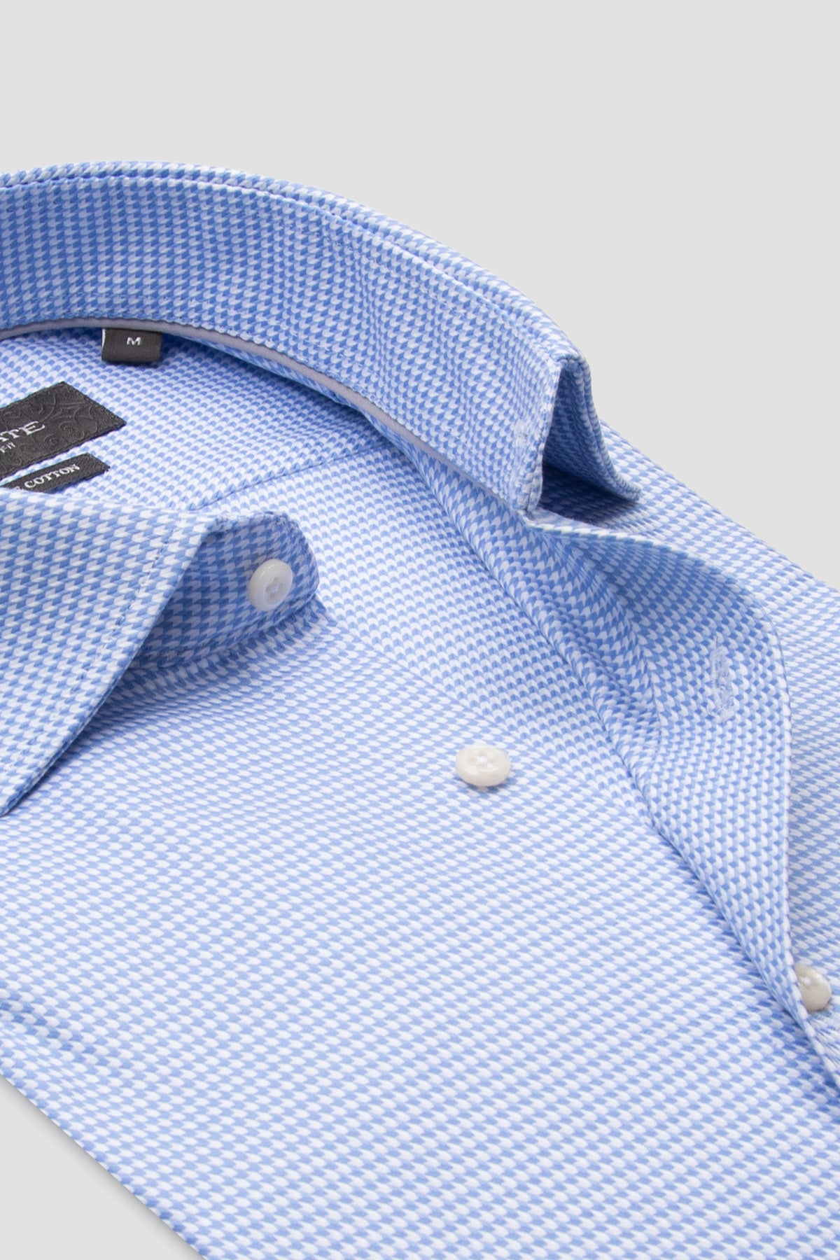 Abbate Marco Armür Pamuklu Slim Fit Açık Mavi Klasik Yaka Erkek Desenli Gömlek