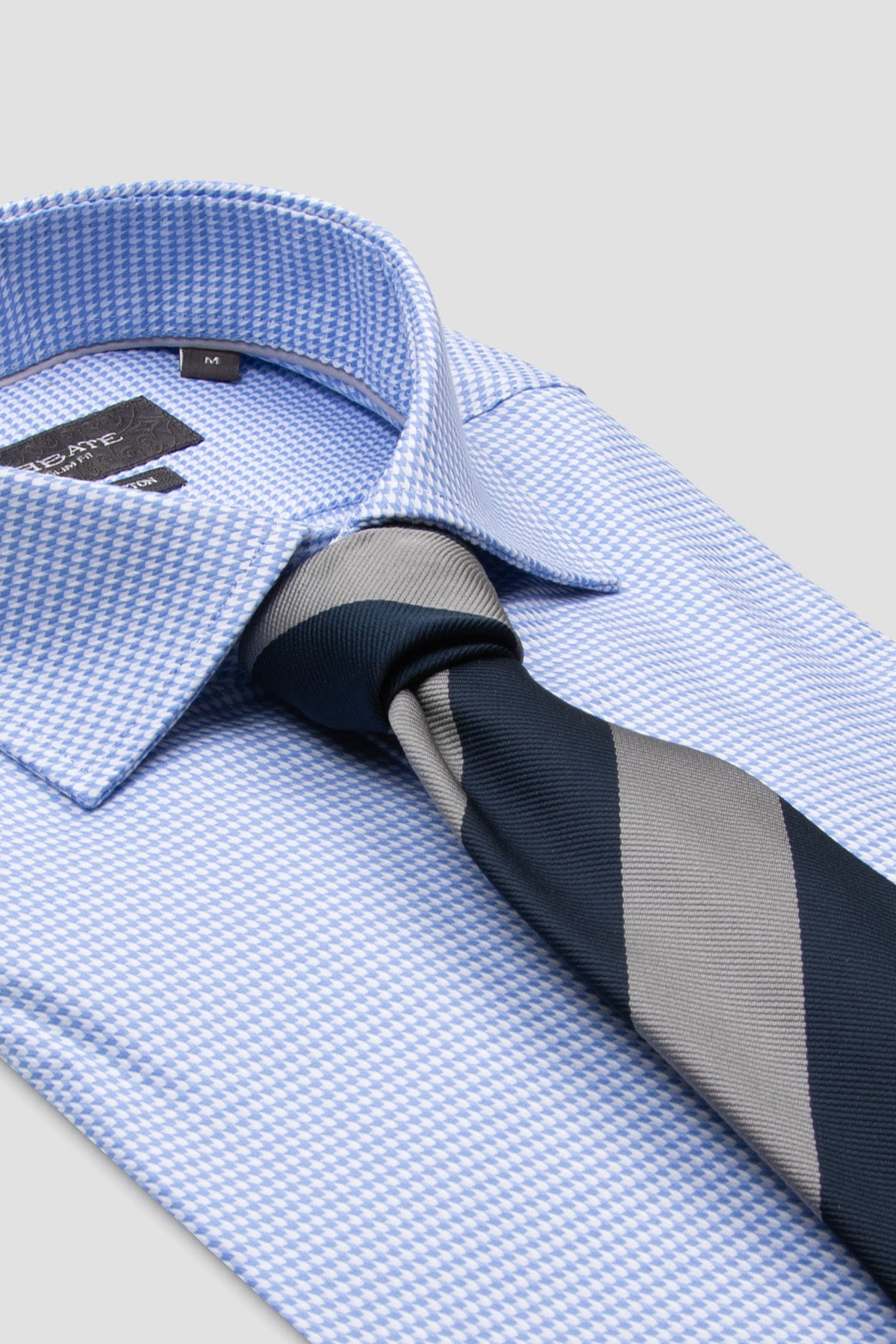 Abbate Marco Armür Pamuklu Slim Fit Açık Mavi Klasik Yaka Erkek Desenli Gömlek