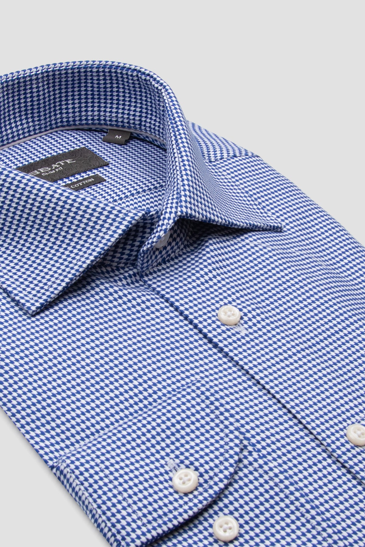 Abbate Marco Armür %100 Pamuk Slim Fit Lacivert Klasik Yaka Erkek Desenli Gömlek