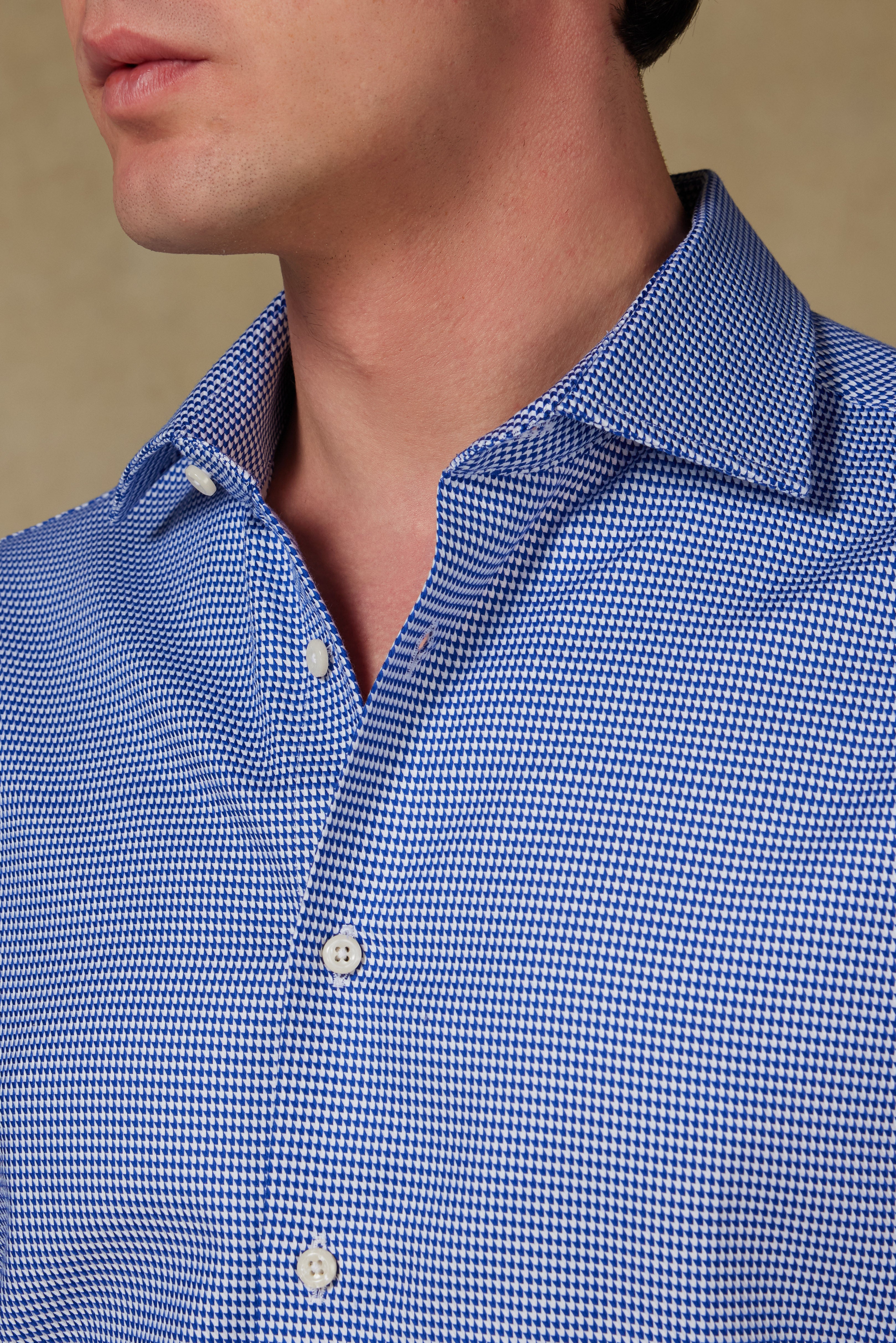 Abbate Marco Armür Pamuklu Slim Fit Lacivert Klasik Yaka Erkek Desenli Gömlek