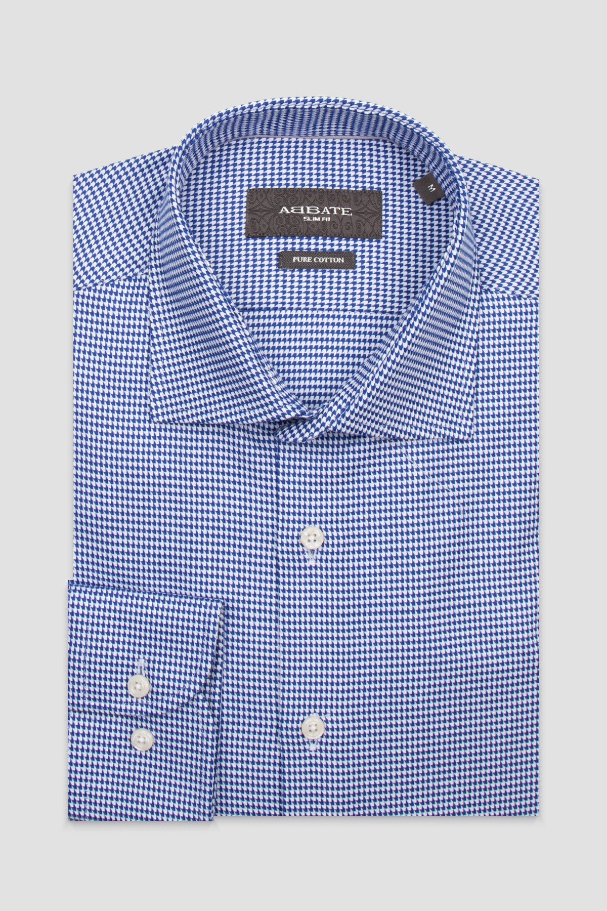 Abbate Marco Armür Pamuklu Slim Fit Lacivert Klasik Yaka Erkek Desenli Gömlek