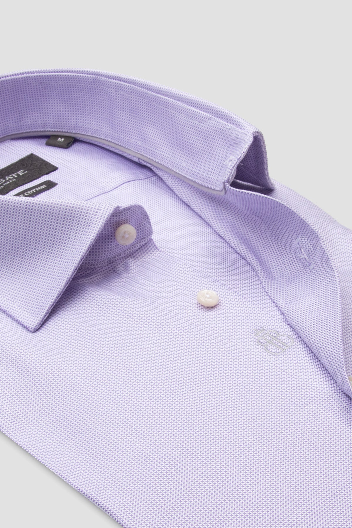 Abbate Marco Dobby Pamuklu Slim Fit Mor Klasik Yaka Erkek Kareli Gömlek