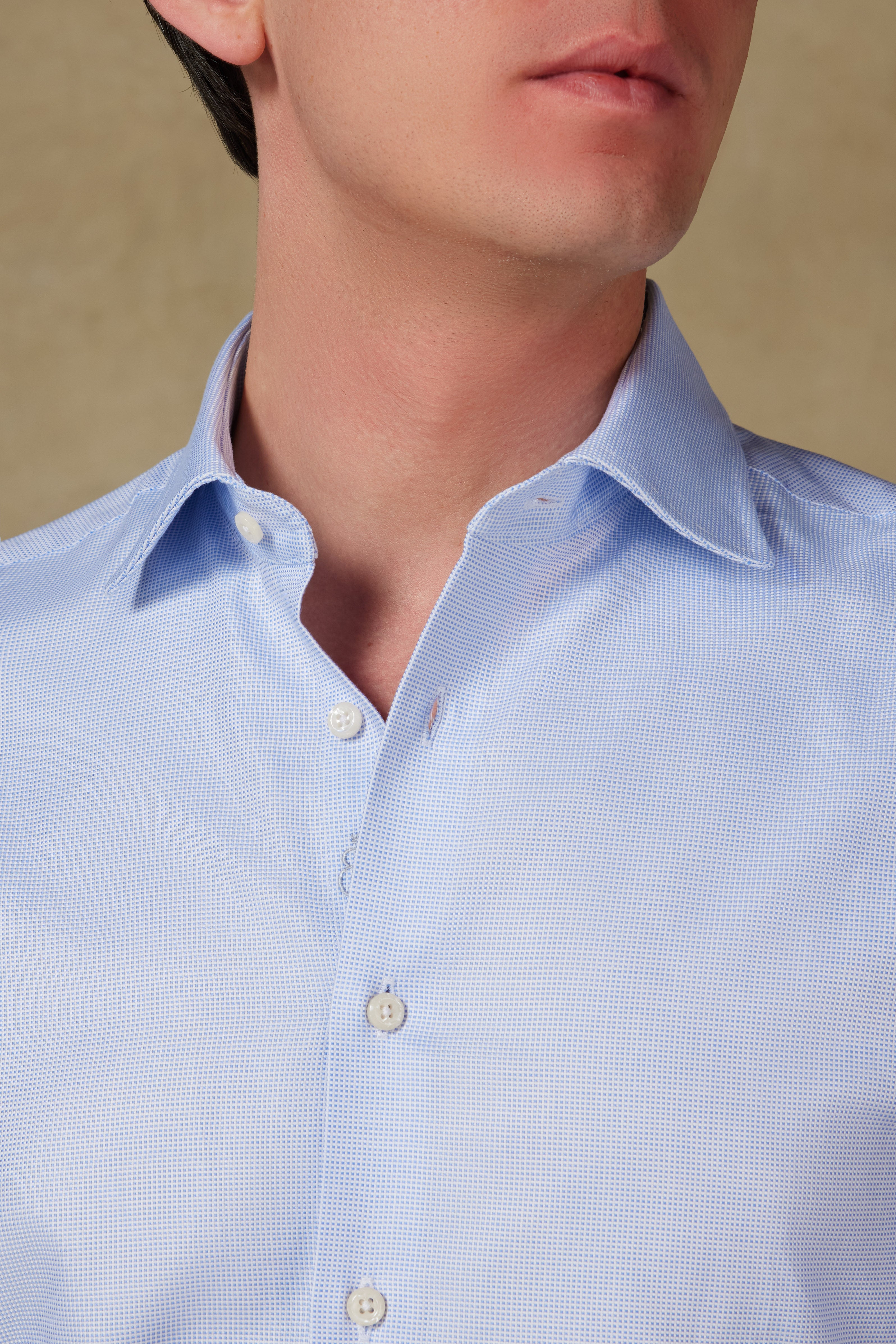 Abbate Marco Dobby Pamuklu Slim Fit Açık Mavi Klasik Yaka Erkek Kareli Gömlek