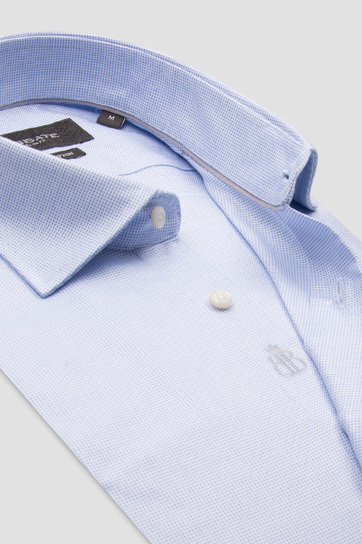 Abbate Marco Dobby Pamuklu Slim Fit Açık Mavi Klasik Yaka Erkek Kareli Gömlek
