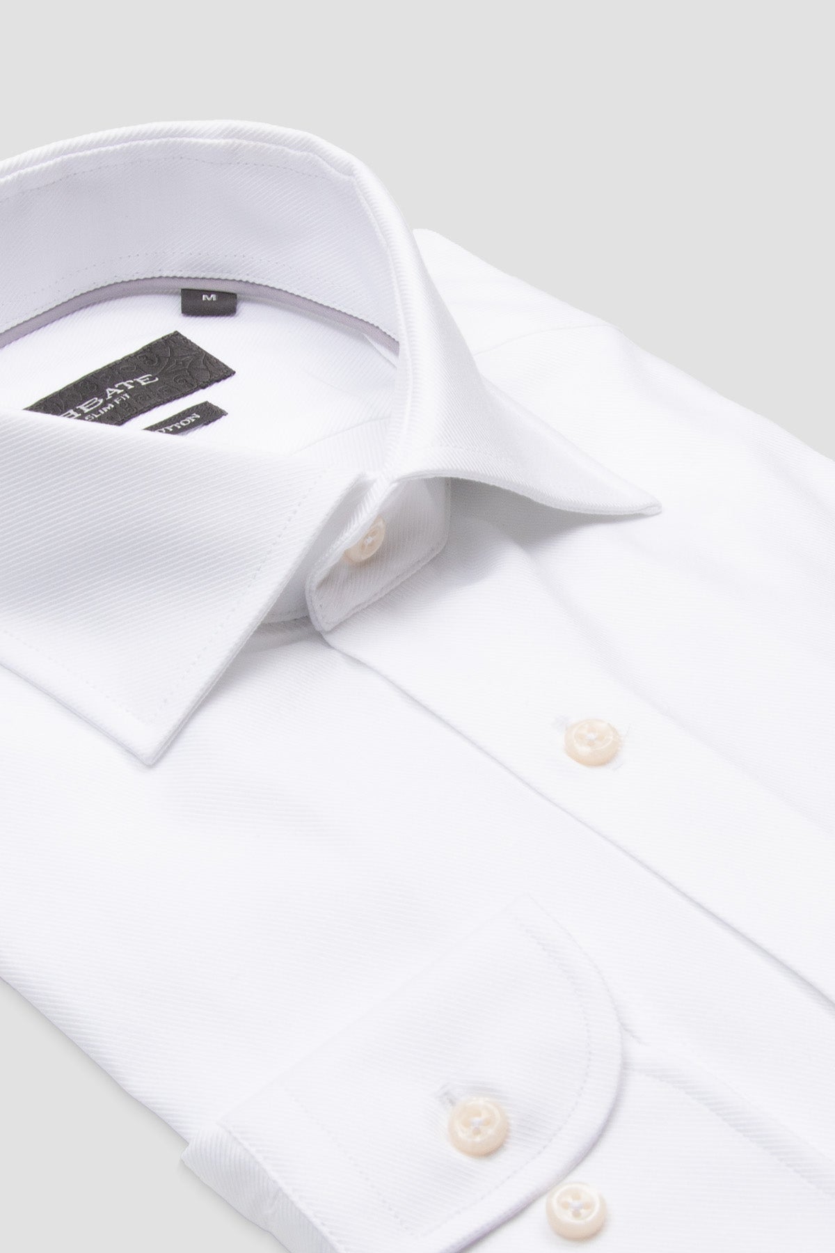 Abbate Marco Twill Pamuklu Slim Fit Beyaz Klasik Yaka Erkek Düz Gömlek