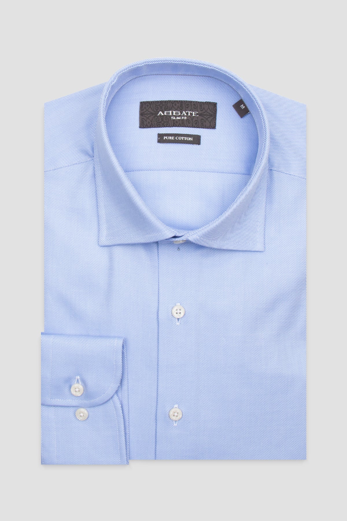 Abbate Marco Twill Pamuklu Slim Fit Açık Mavi Klasik Yaka Erkek Düz Gömlek