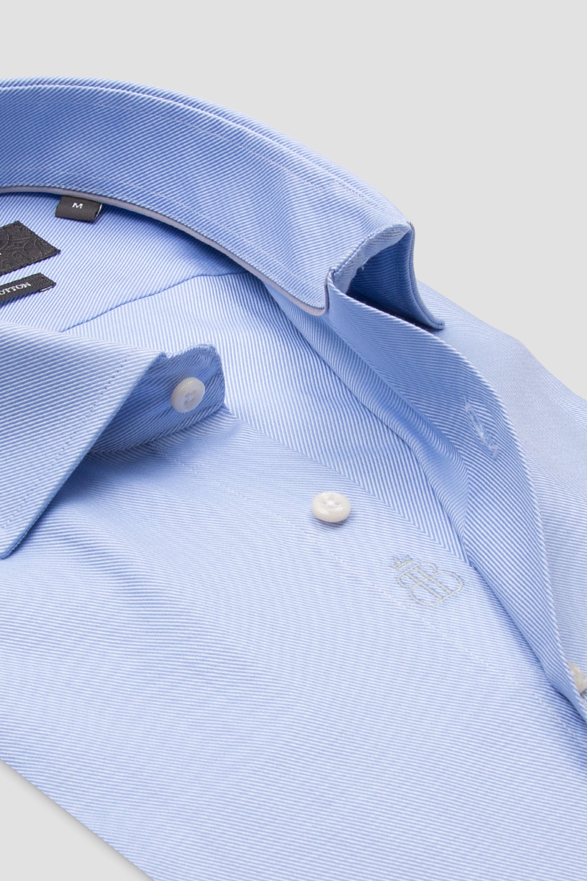 Abbate Marco Twill Pamuklu Slim Fit Açık Mavi Klasik Yaka Erkek Düz Gömlek