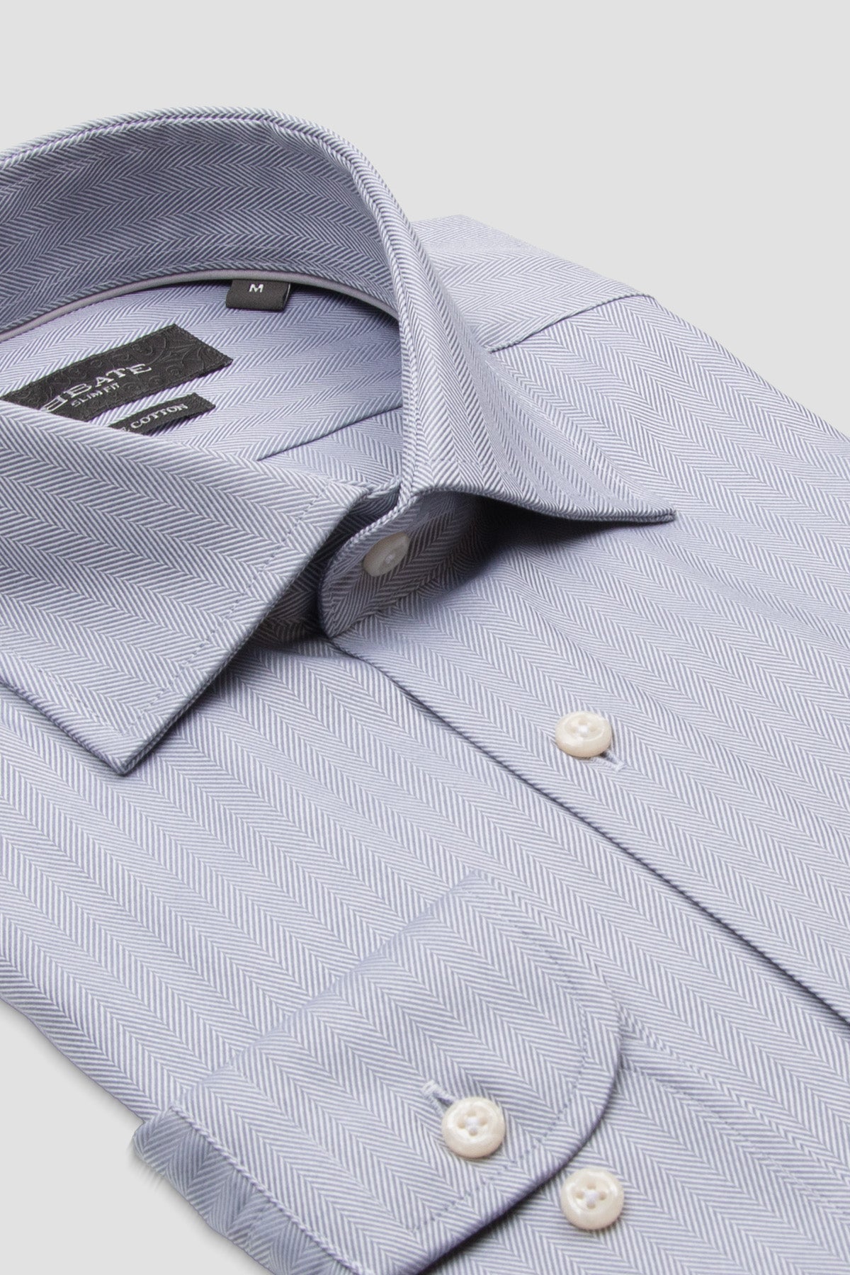 Abbate Marco Herringbone Pamuklu Slim Fit Gri Klasik Yaka Erkek Düz Gömlek