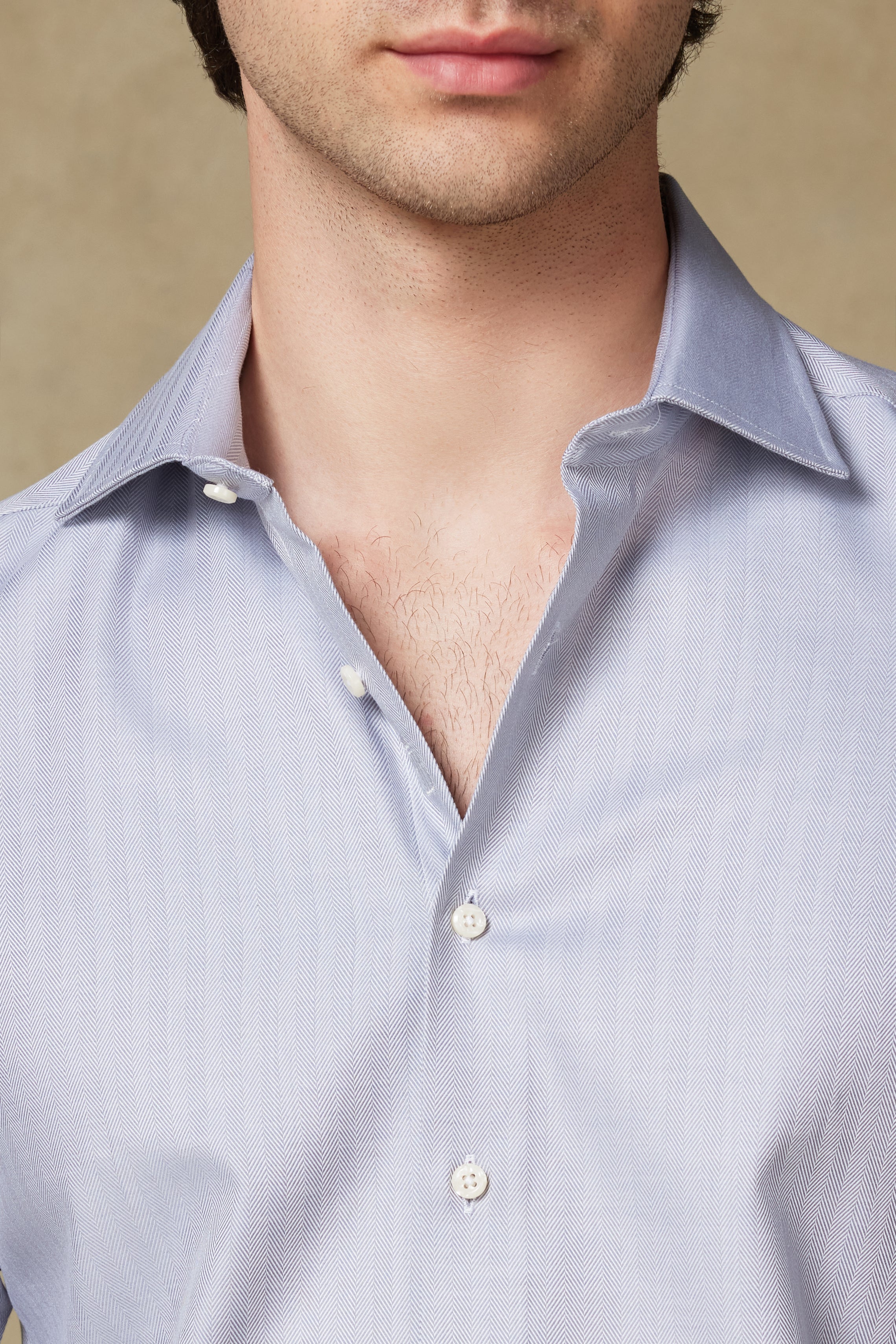 Abbate Marco Herringbone Pamuklu Slim Fit Gri Klasik Yaka Erkek Düz Gömlek