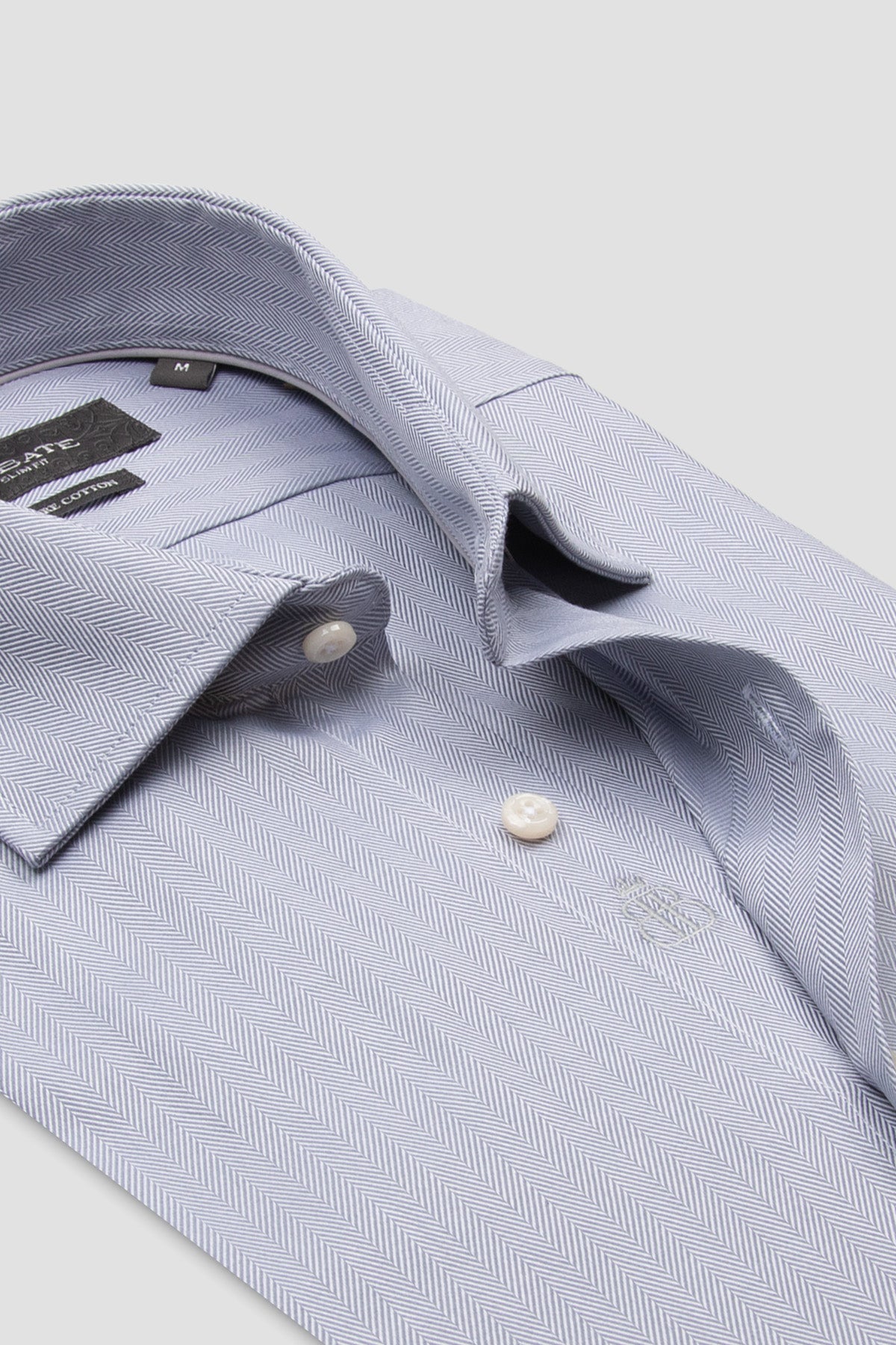 Abbate Marco Herringbone Pamuklu Slim Fit Gri Klasik Yaka Erkek Düz Gömlek