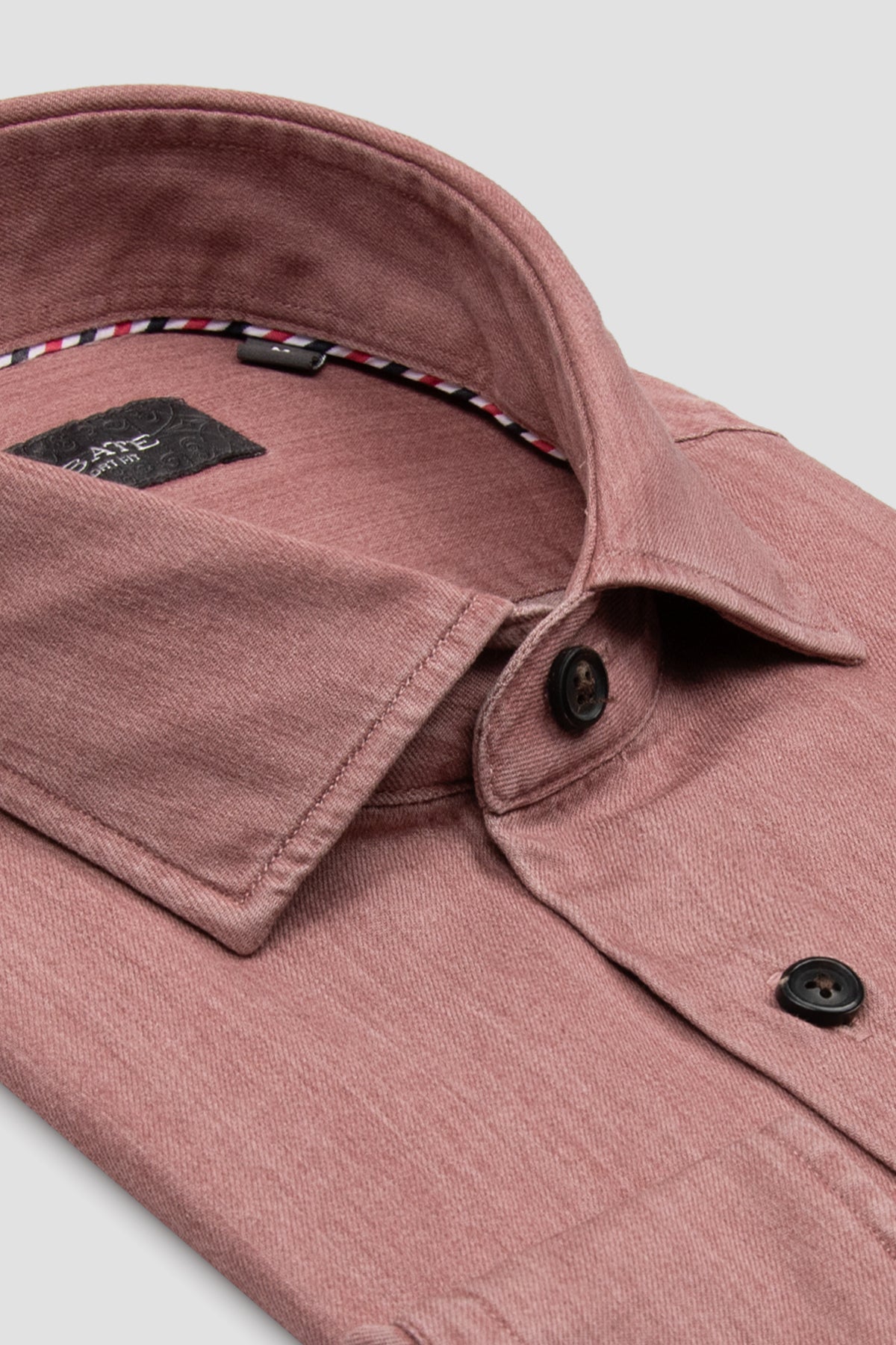 Abbate Santo Twill Pamuklu Comfort Fit Pembe Düğmeli Yaka Erkek Düz Gömlek