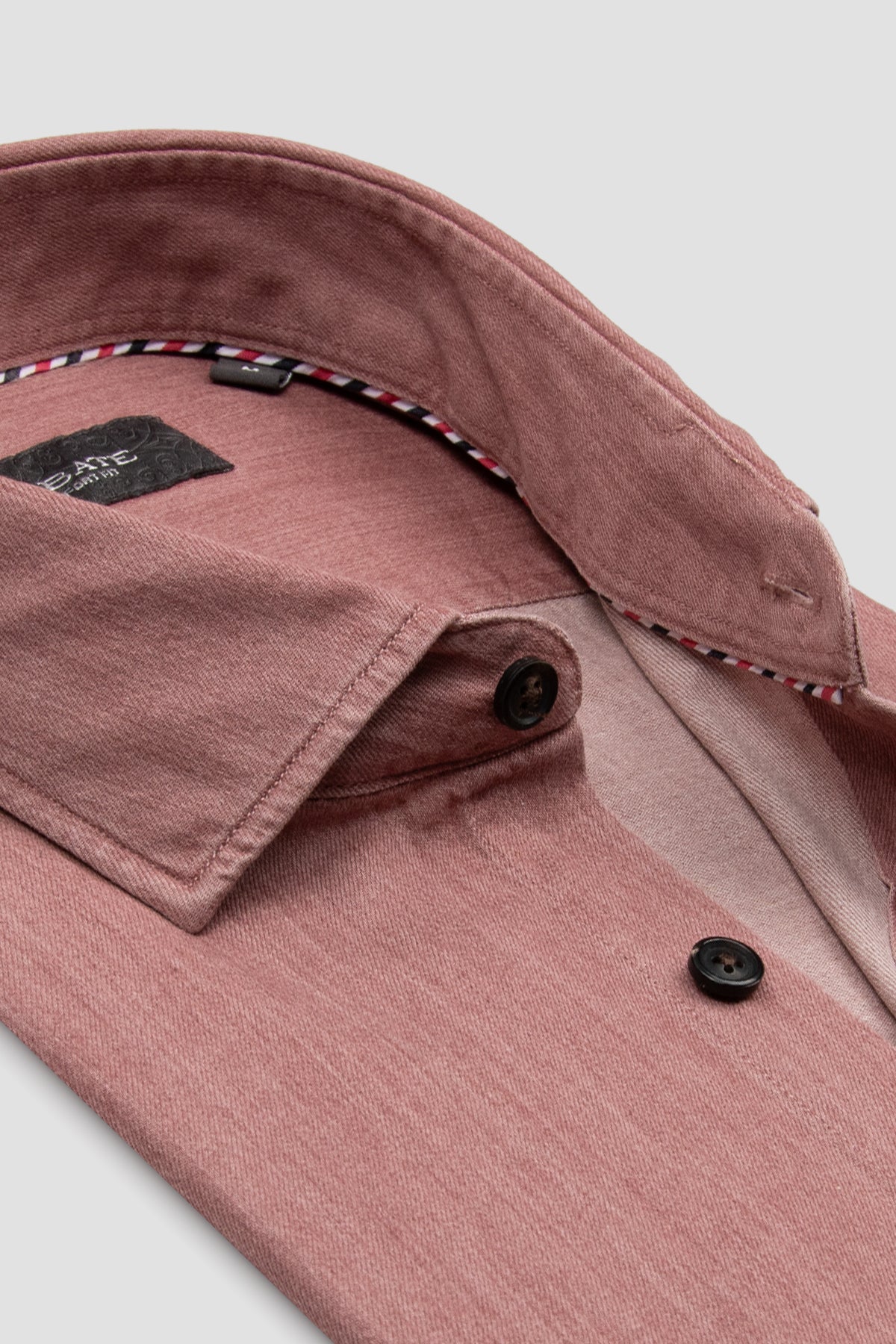 Abbate Santo Twill Pamuklu Comfort Fit Pembe Düğmeli Yaka Erkek Düz Gömlek