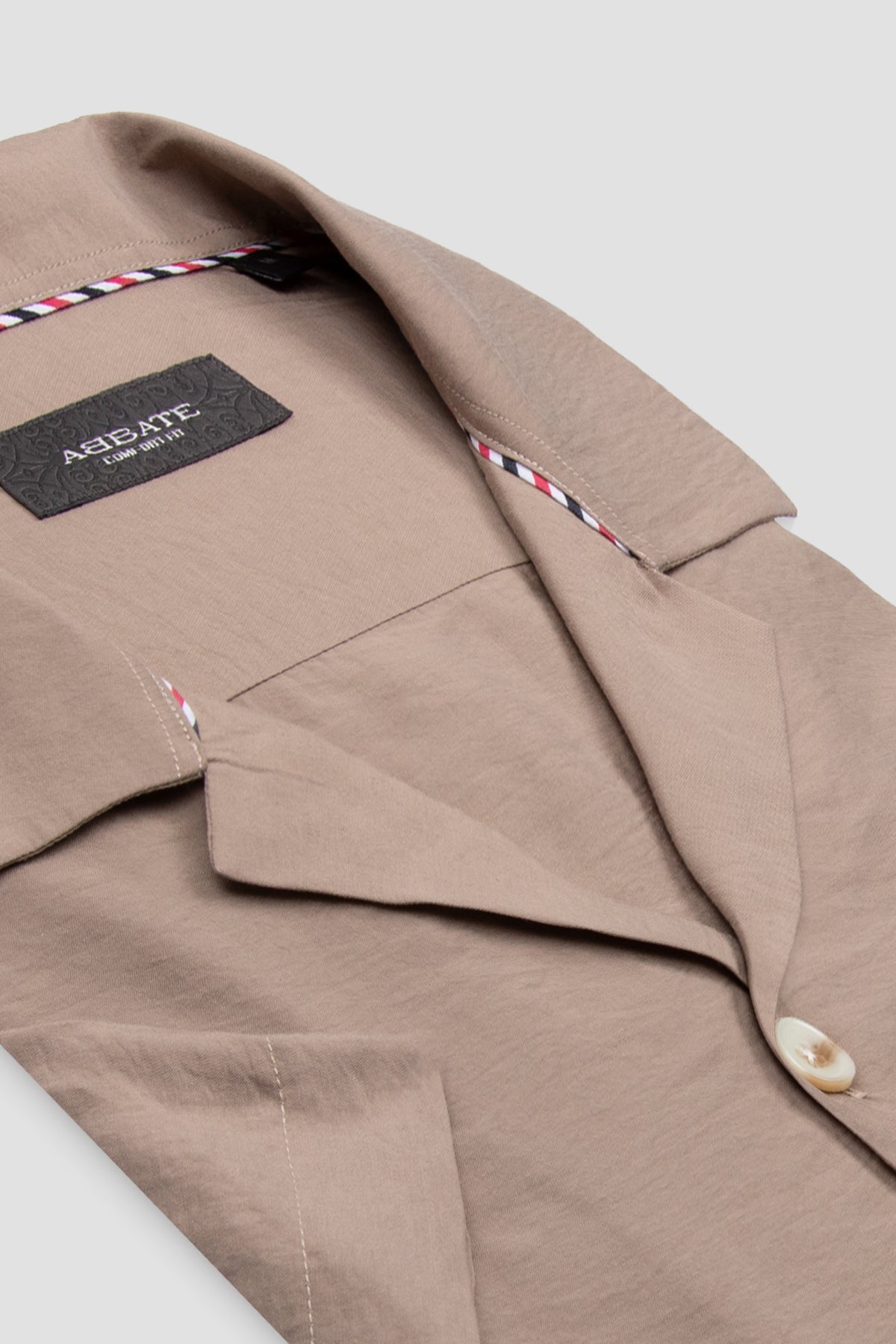 Abbate Capri Modal Modal Karışımlı Comfort Fit Koyu Bej Apaş Yaka Erkek Düz Gömlek