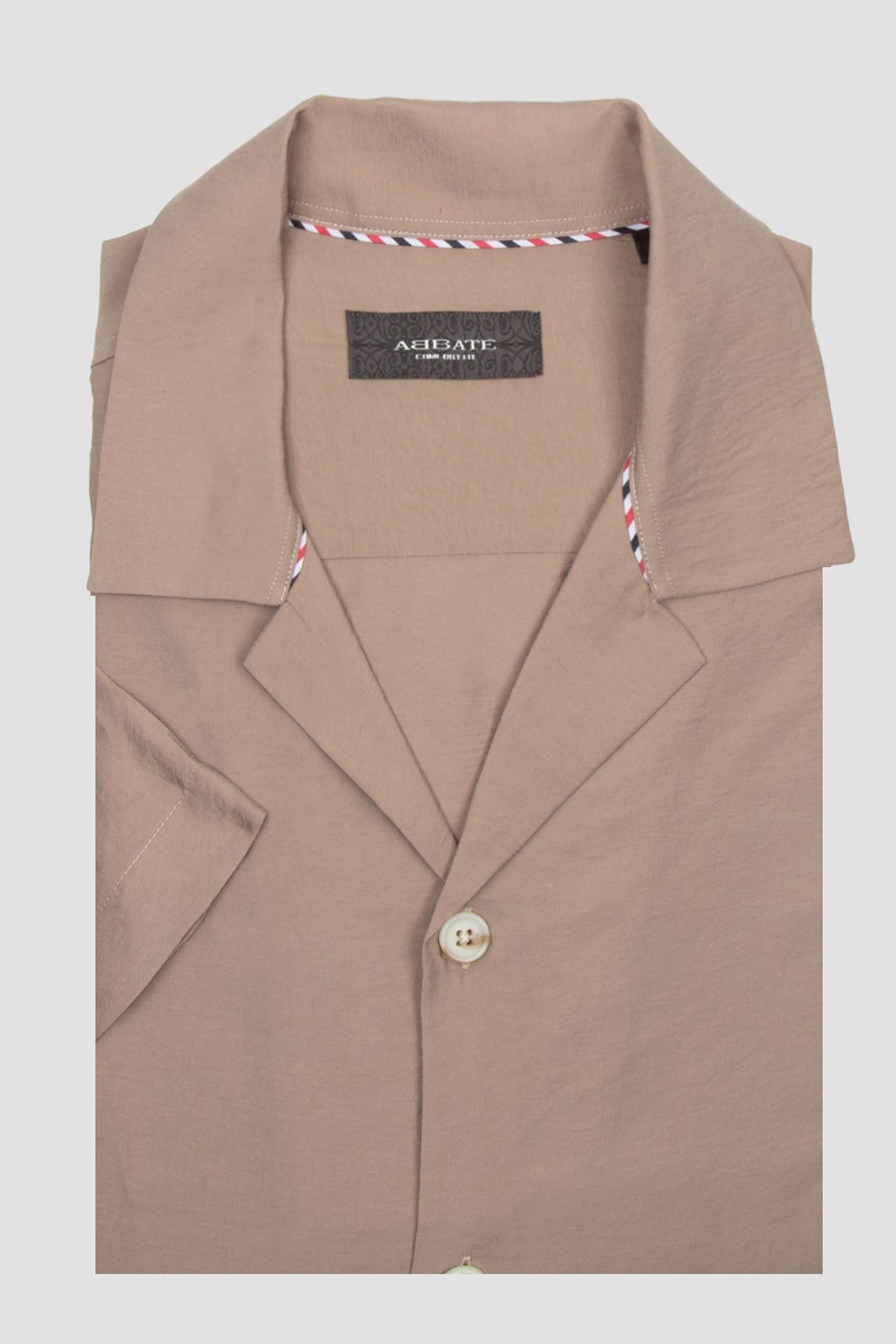 Abbate Capri Modal Modal Karışımlı Comfort Fit Koyu Bej Apaş Yaka Erkek Düz Gömlek