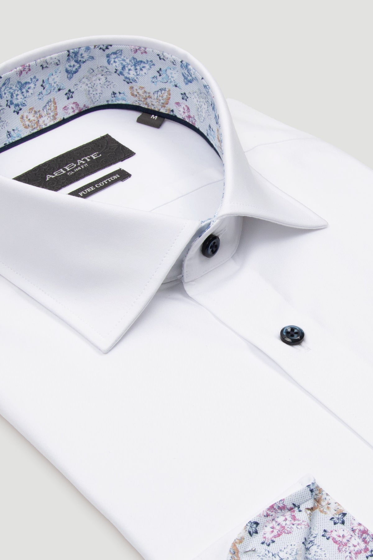 Abbate Martino Twill %100 Pamuk Slim Fit Beyaz Klasik Yaka Erkek Düz Gömlek