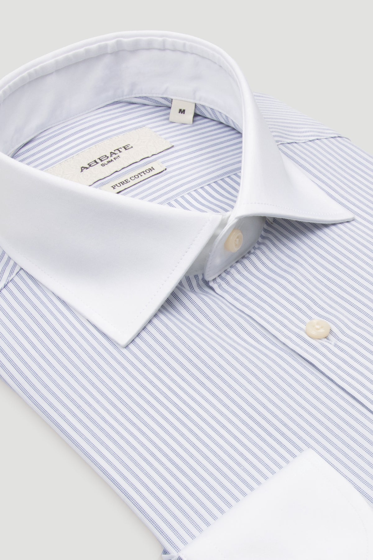 Abbate Gabrio Dobby %100 Pamuk Slim Fit Lacivert Klasik Yaka Erkek Çizgili Gömlek