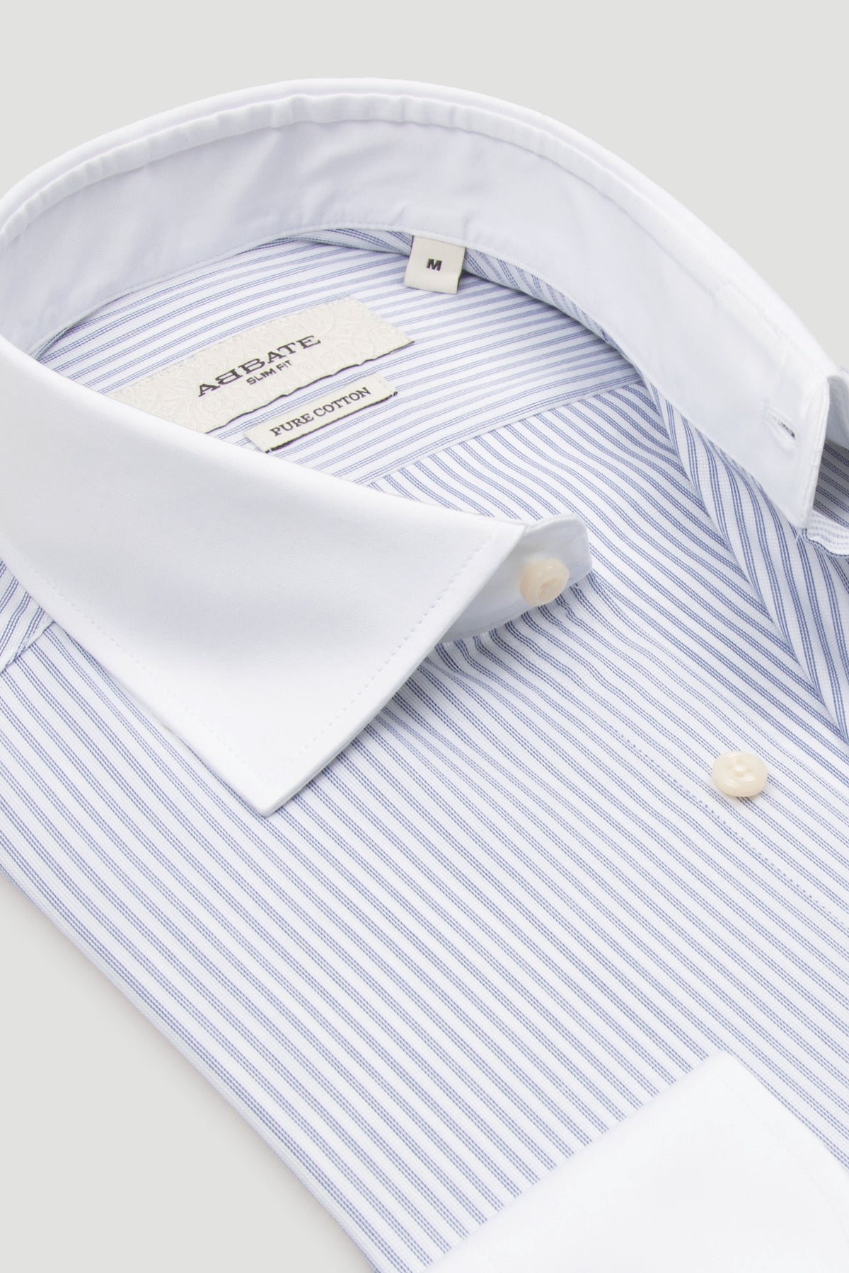 Abbate Gabrio Dobby %100 Pamuk Slim Fit Lacivert Klasik Yaka Erkek Çizgili Gömlek