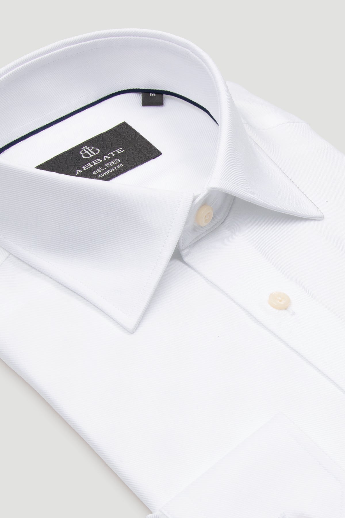 Abbate Arno Twill %100 Pamuk Comfort Fit Beyaz Sivri Yaka Erkek Düz Gömlek