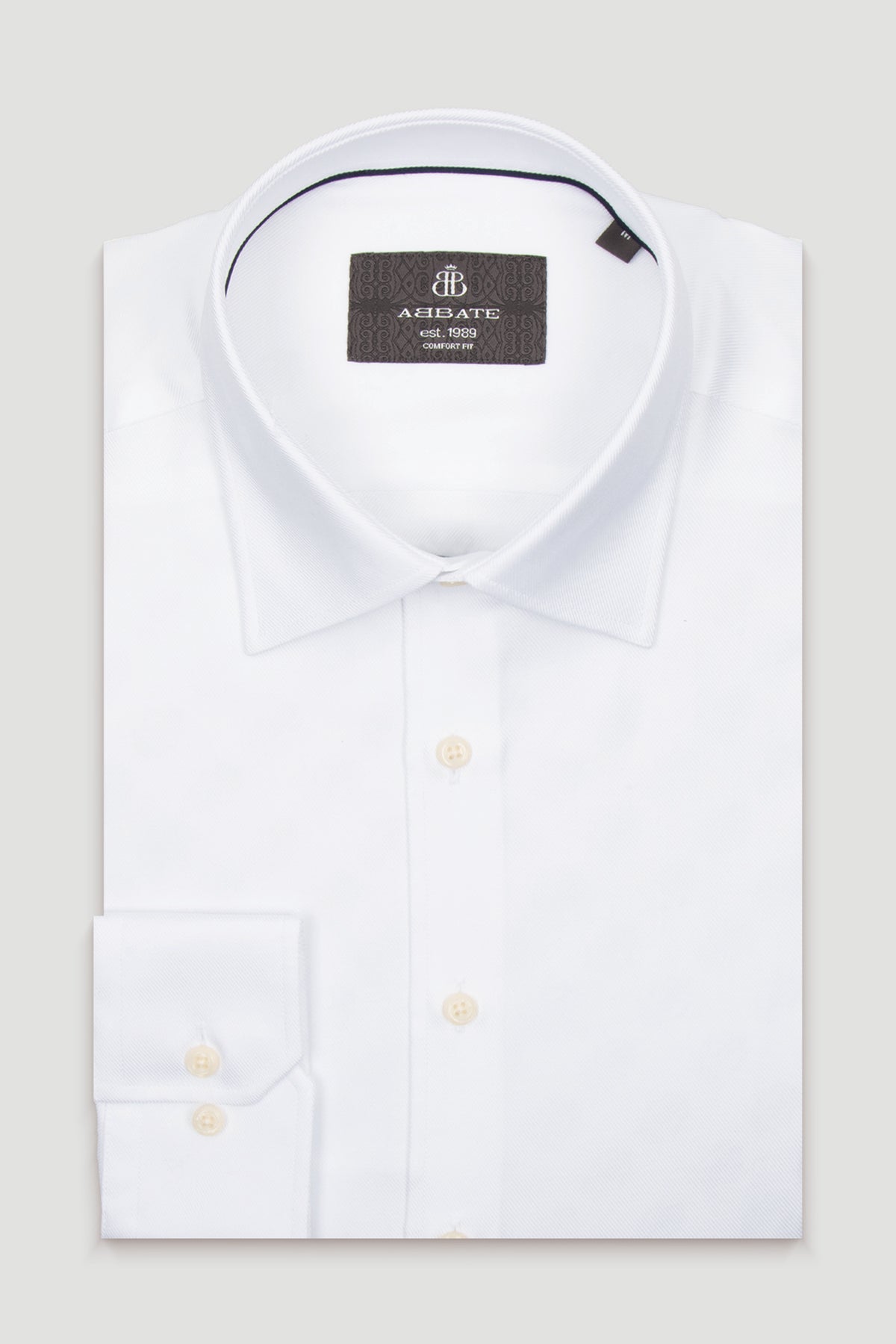 Abbate Arno Twill %100 Pamuk Comfort Fit Beyaz Sivri Yaka Erkek Düz Gömlek