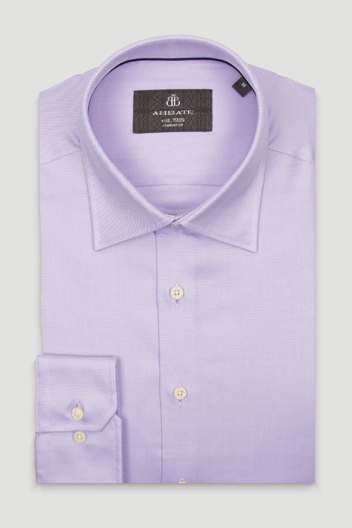 Abbate Arno Twill %100 Pamuk Comfort Fit Mor Sivri Yaka Erkek Düz Gömlek