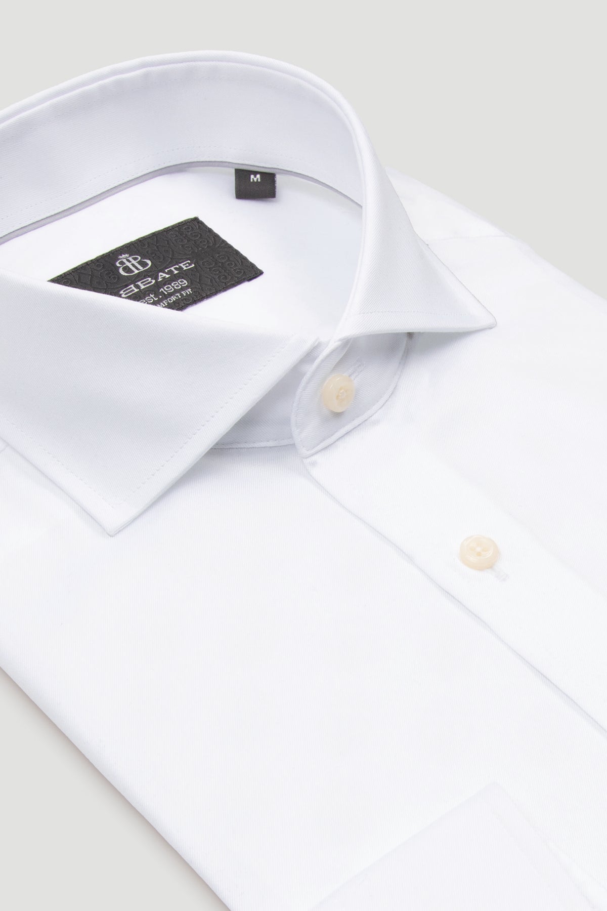 Abbate Adriano Twill %100 Pamuk Comfort Fit Beyaz İtalyan Yaka Erkek Düz Gömlek