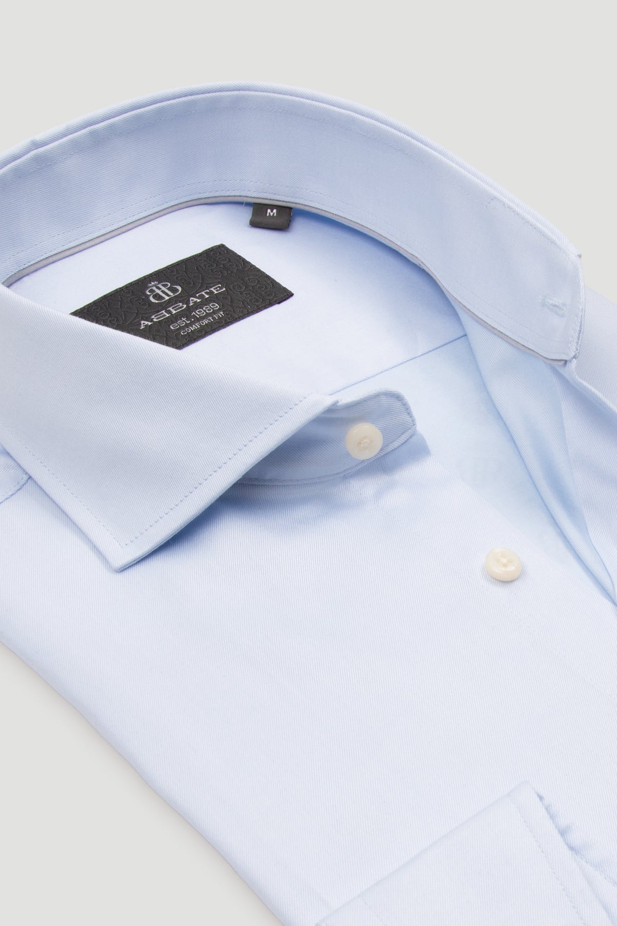 Abbate Adriano Twill %100 Pamuk Comfort Fit Açık Mavi İtalyan Yaka Erkek Düz Gömlek