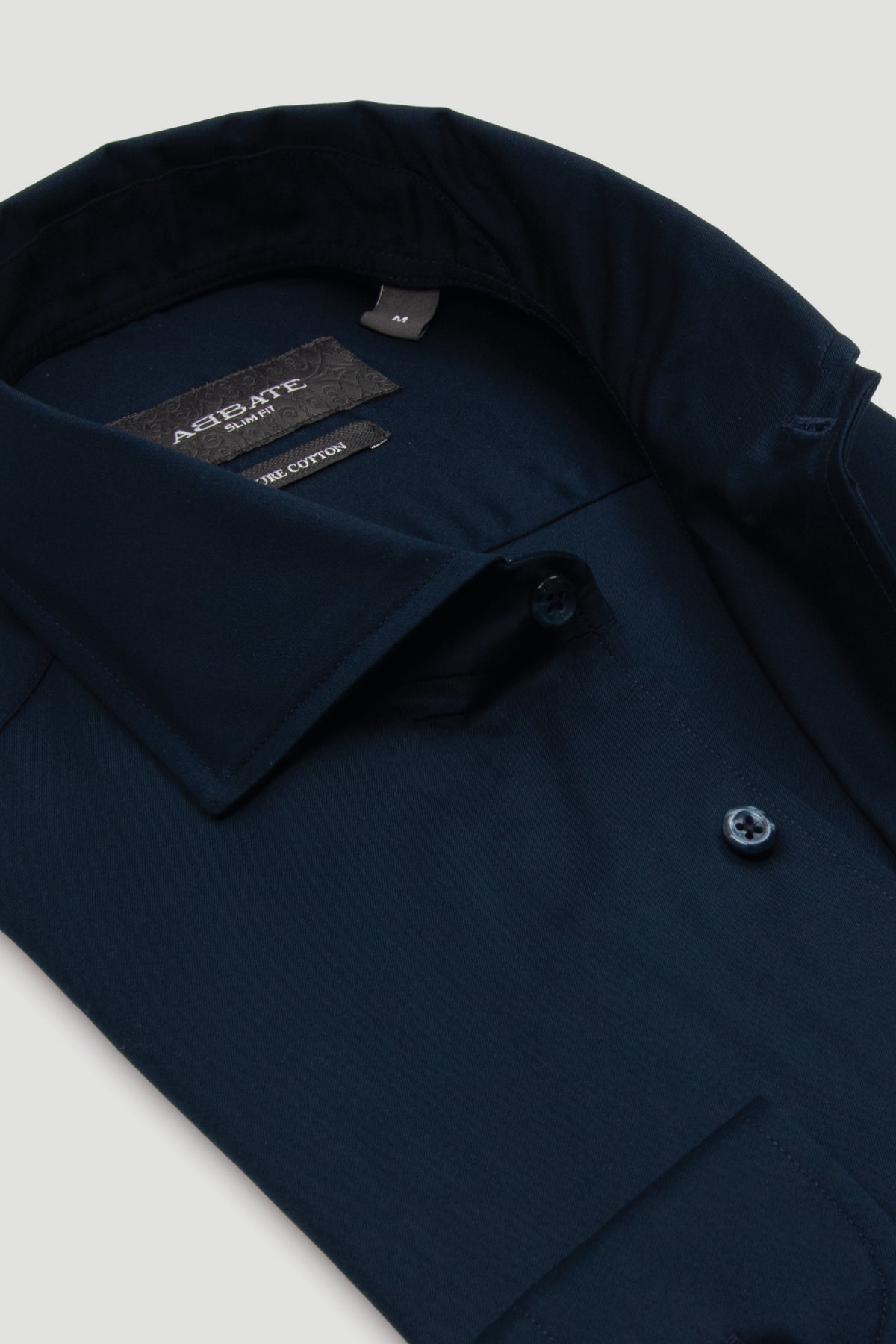 Abbate Noble Twill %100 Pamuk Slim Fit Lacivert Mostra Yaka Erkek Düz Gömlek