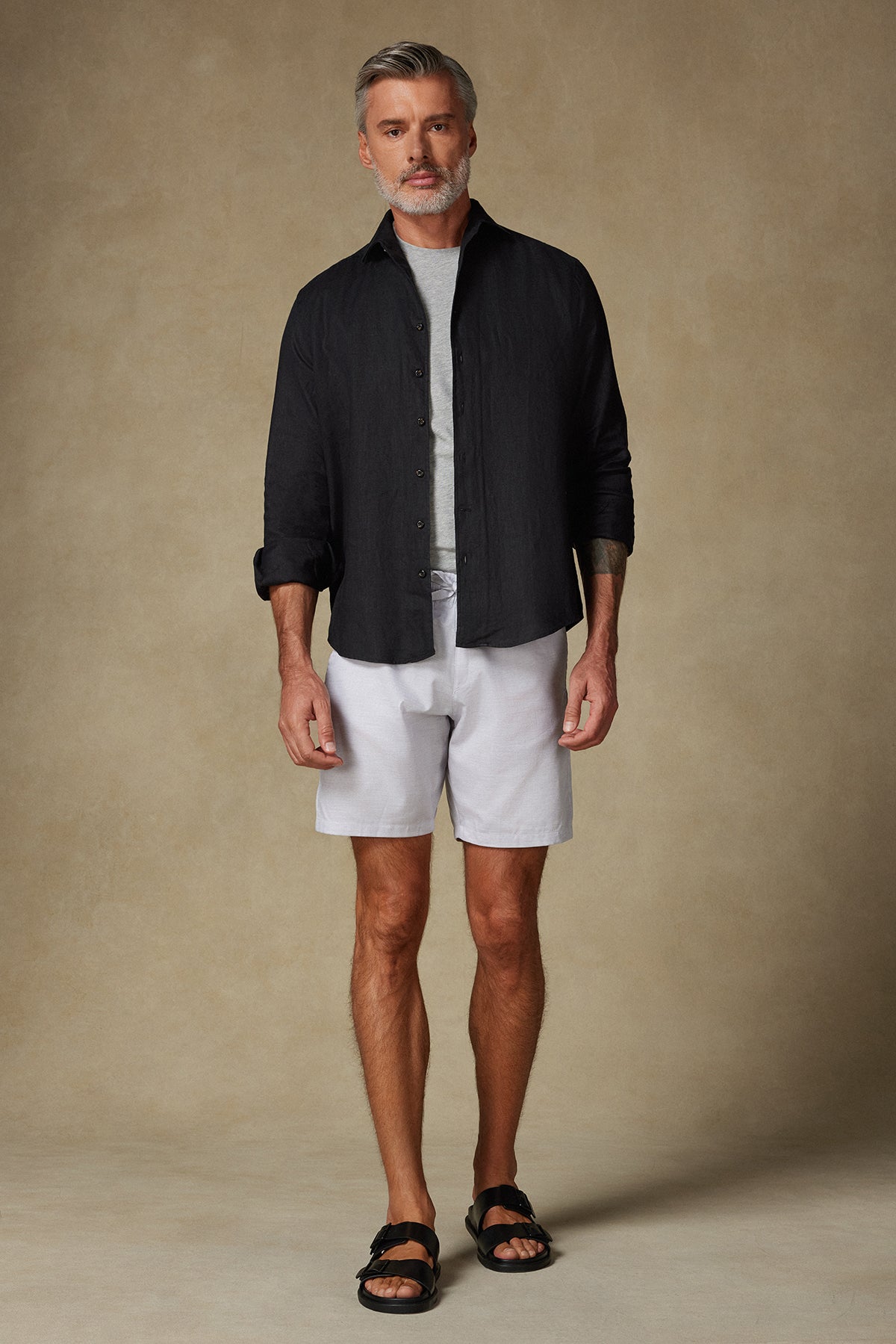 Abbate Sky Armür Pamuk Karışımlı Comfort Fit Gri Erkek Kareli Şort