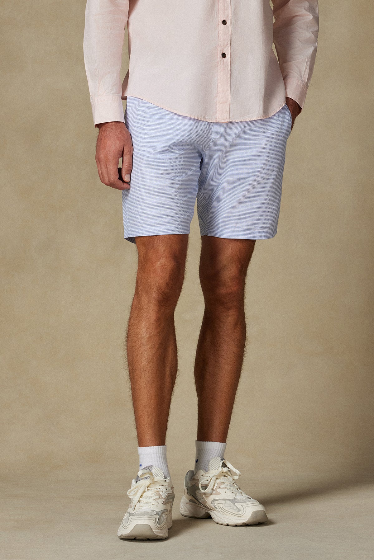 Abbate Sky Dobby Pamuklu Comfort Fit Açık Mavi Erkek Desenli Şort