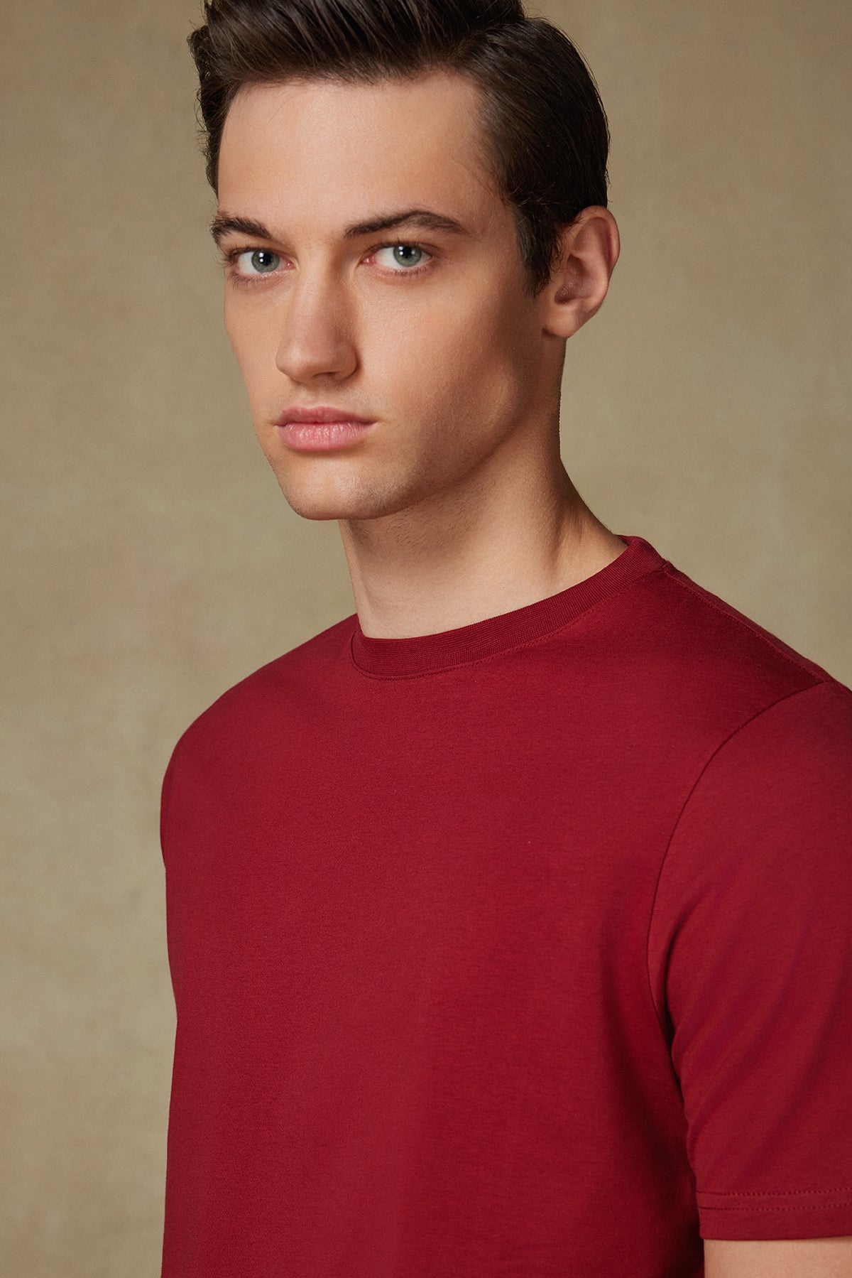 Abbate Easy Penye Pamuklu Comfort Fit Bordo Bisiklet Yaka Erkek Düz T-Shirt