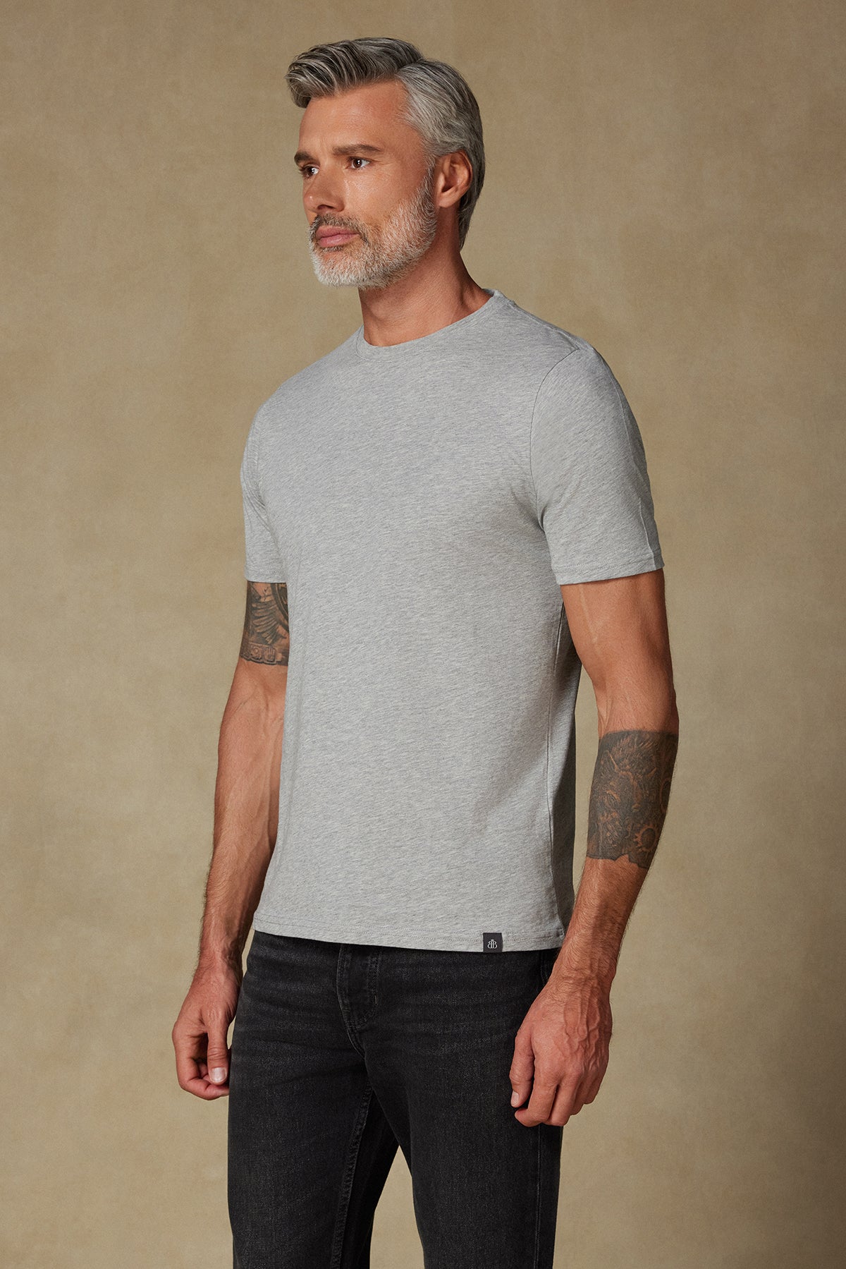 Abbate Easy Penye Pamuklu Comfort Fit Açık Gri Bisiklet Yaka Erkek Düz T-Shirt