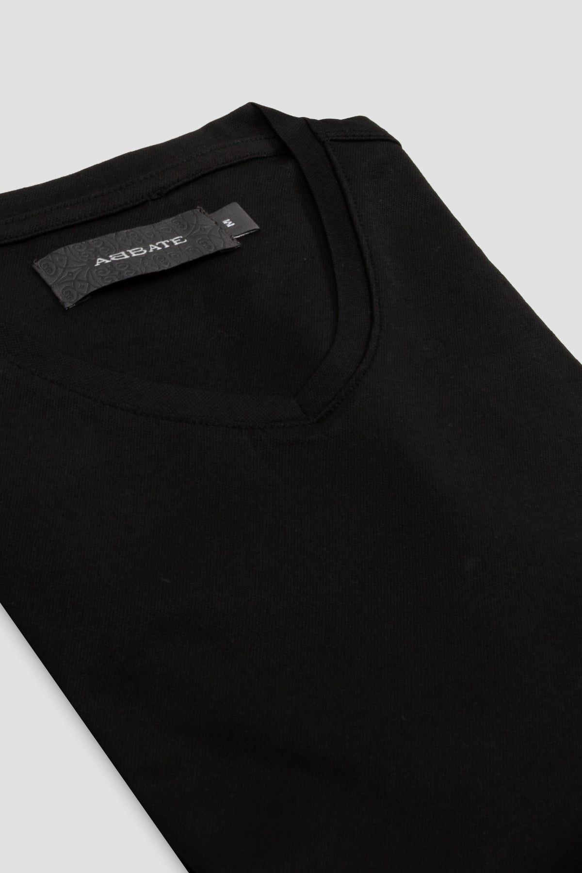 Abbate Vita Merserize %100 Pamuk Modern Fit Siyah V Yaka Erkek Düz T-Shirt