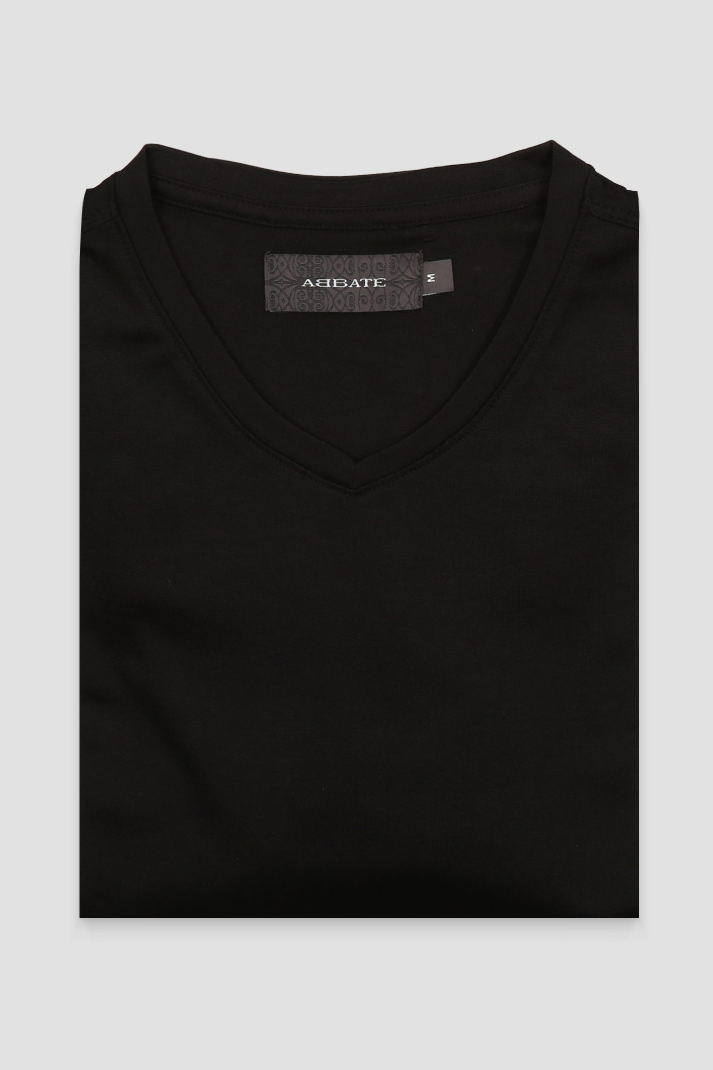 Abbate Vita Merserize Pamuklu Modern Fit Siyah V Yaka Erkek Düz T-Shirt