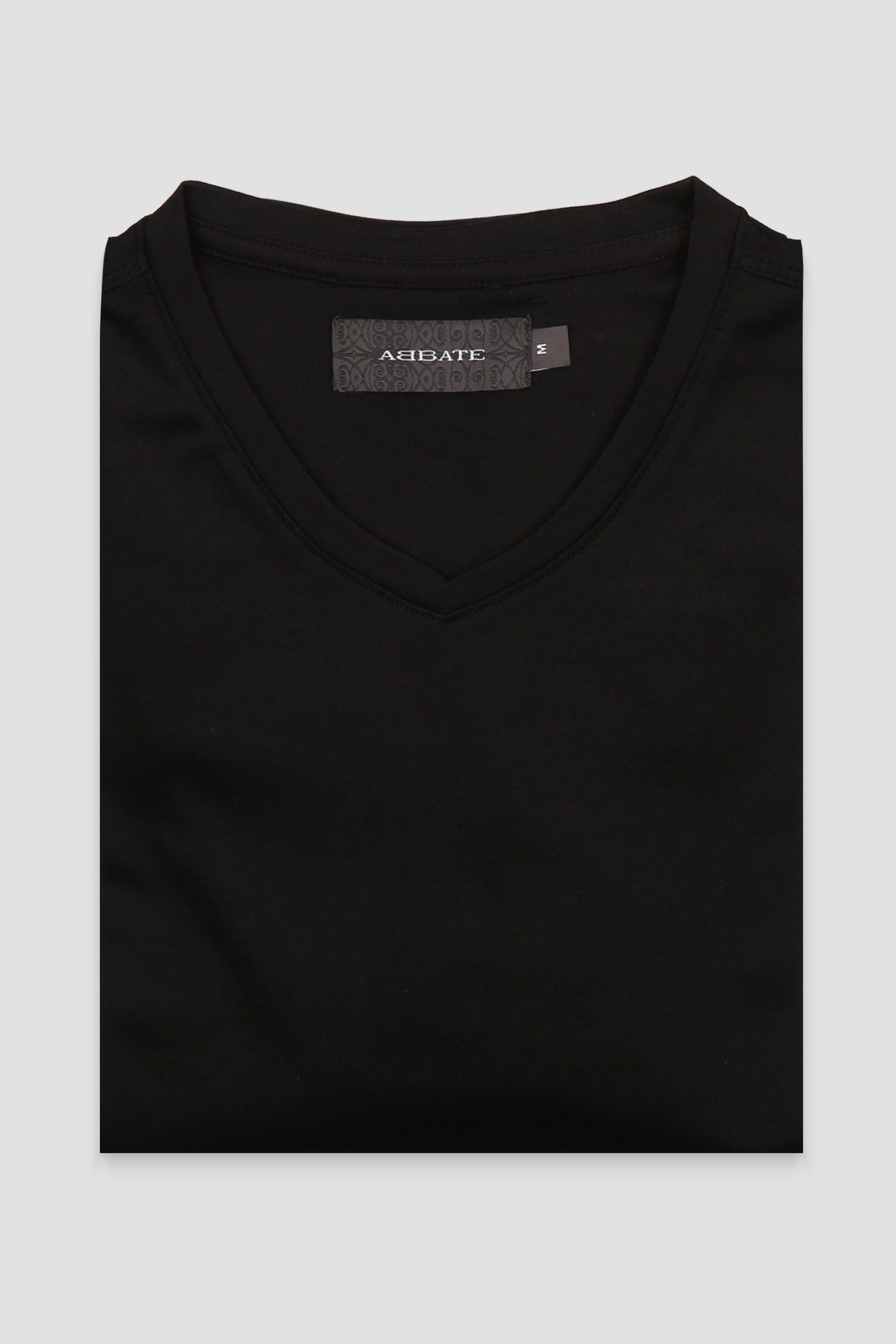 Abbate Vita Merserize %100 Pamuk Modern Fit Siyah V Yaka Erkek Düz T-Shirt