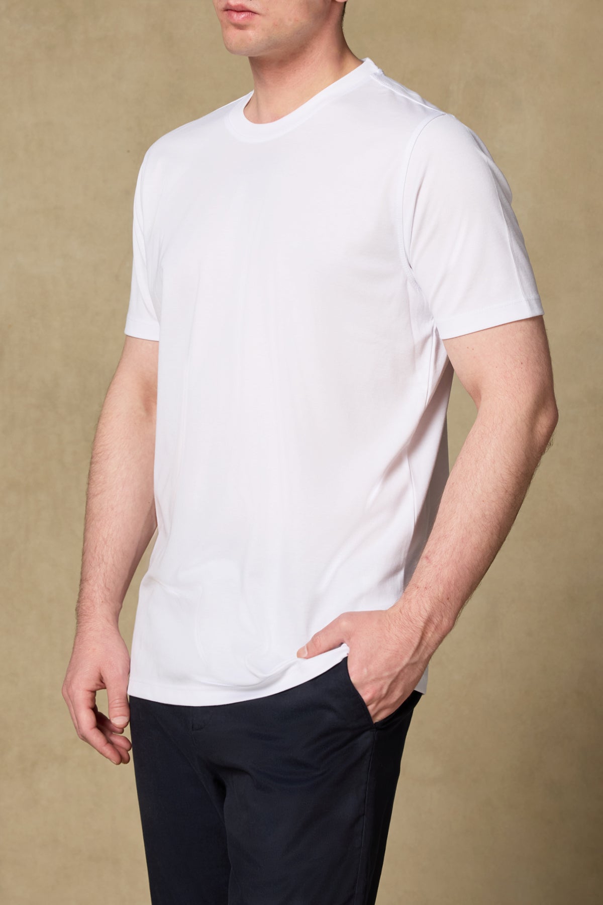 Abbate Palm Merserize Pamuklu Modern Fit Beyaz Bisiklet Yaka Erkek Düz Polo Shirt