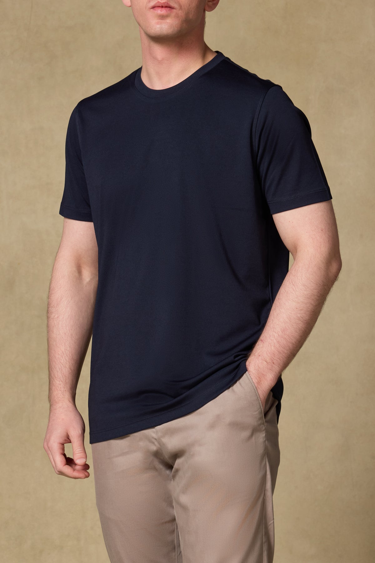 Abbate Palm Merserize Pamuklu Modern Fit Lacivert Bisiklet Yaka Erkek Düz Polo Shirt