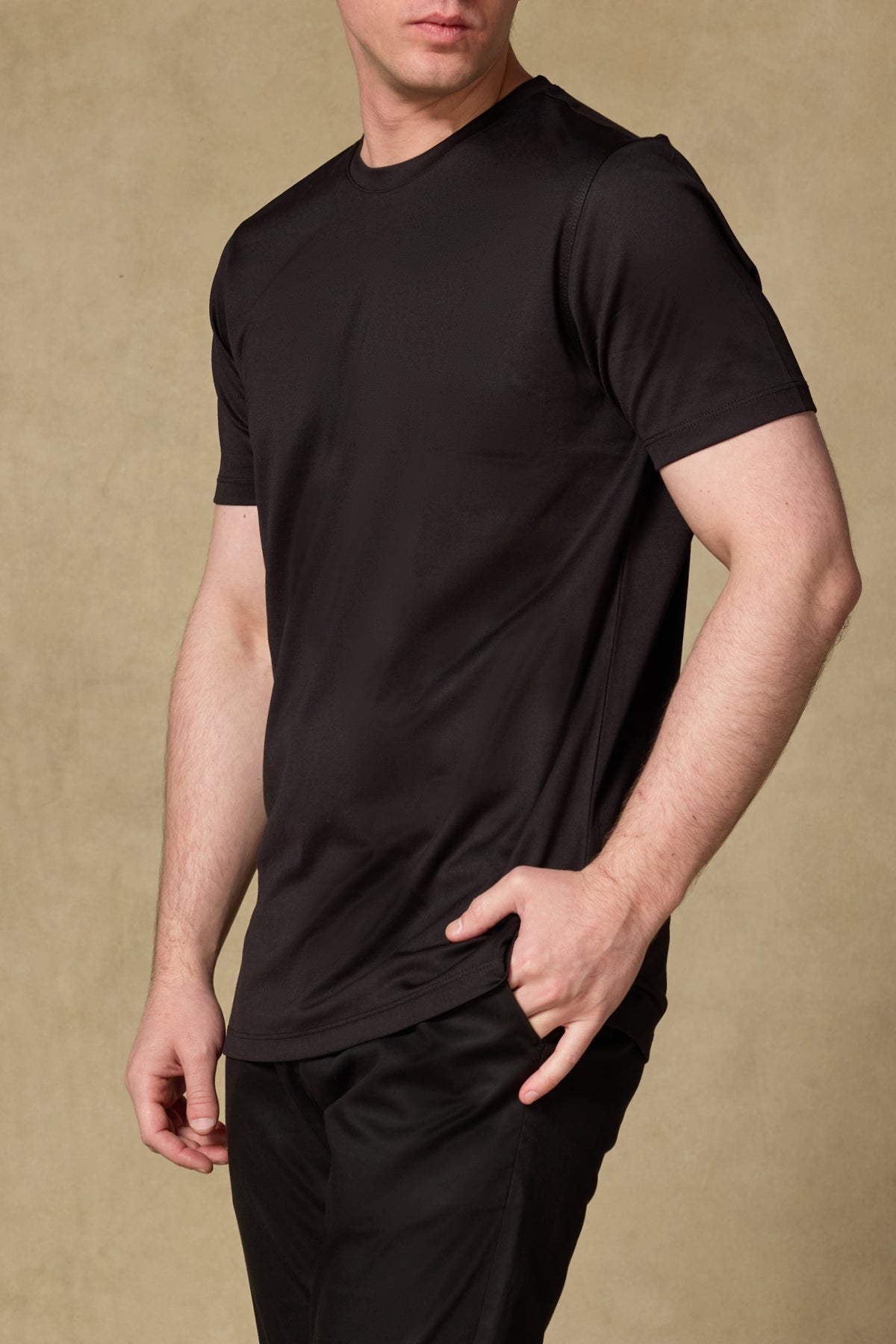 Abbate Palm Merserize Pamuklu Modern Fit Siyah Bisiklet Yaka Erkek Düz Polo Shirt