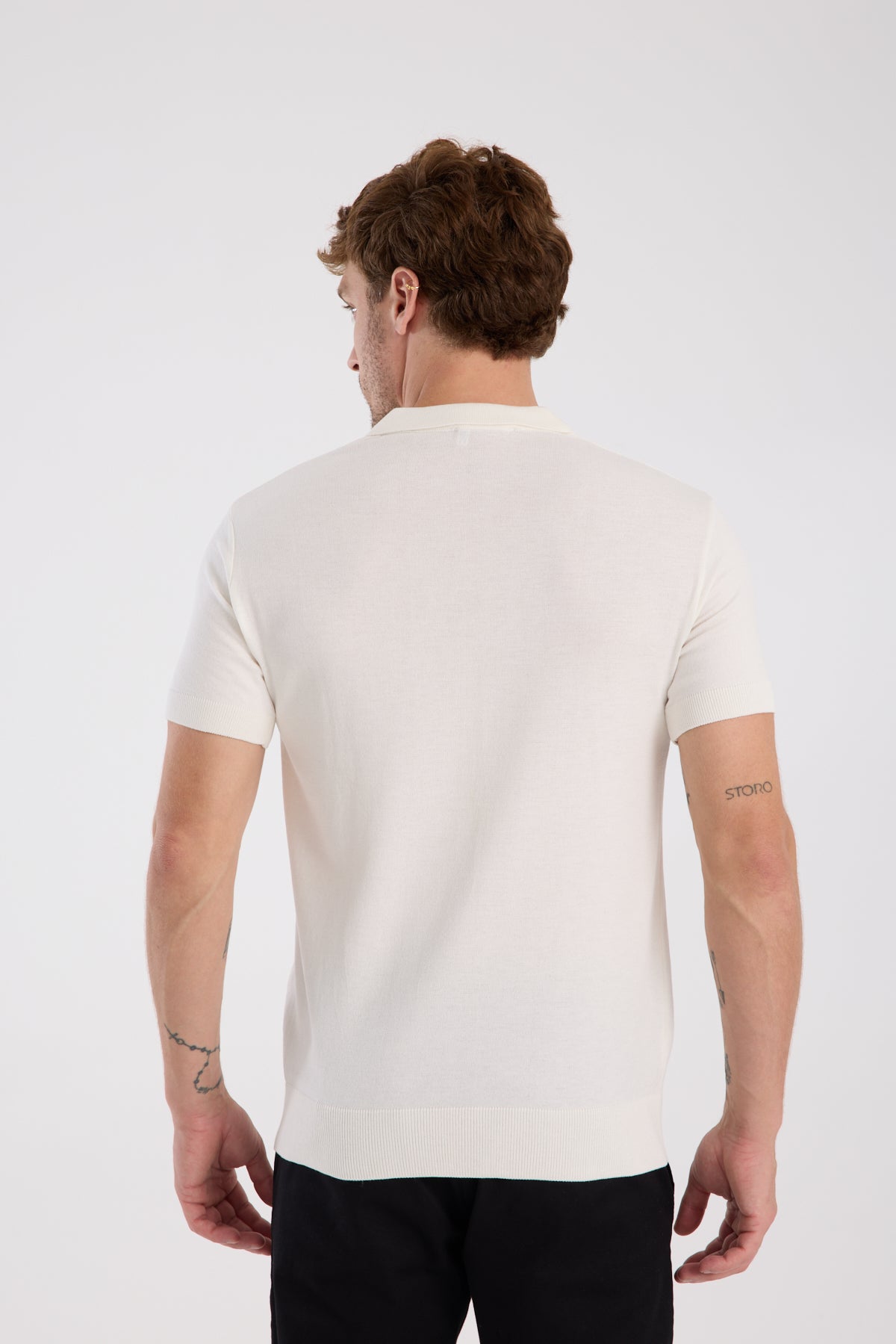 AClub Alfa Örme Kumaş Viskon Karışımlı Slim Fit Ekru Polo Yaka Erkek Düz Polo Shirt