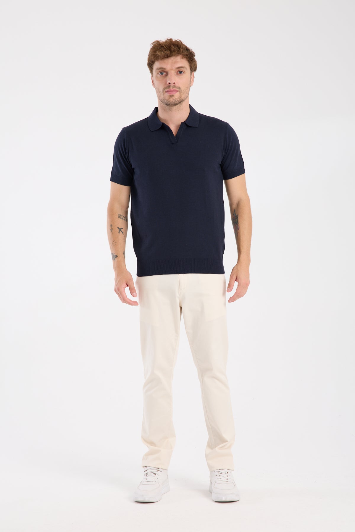 AClub Alfa Örme Kumaş Viskon Karışımlı Slim Fit Lacivert Polo Yaka Erkek Düz Polo Shirt