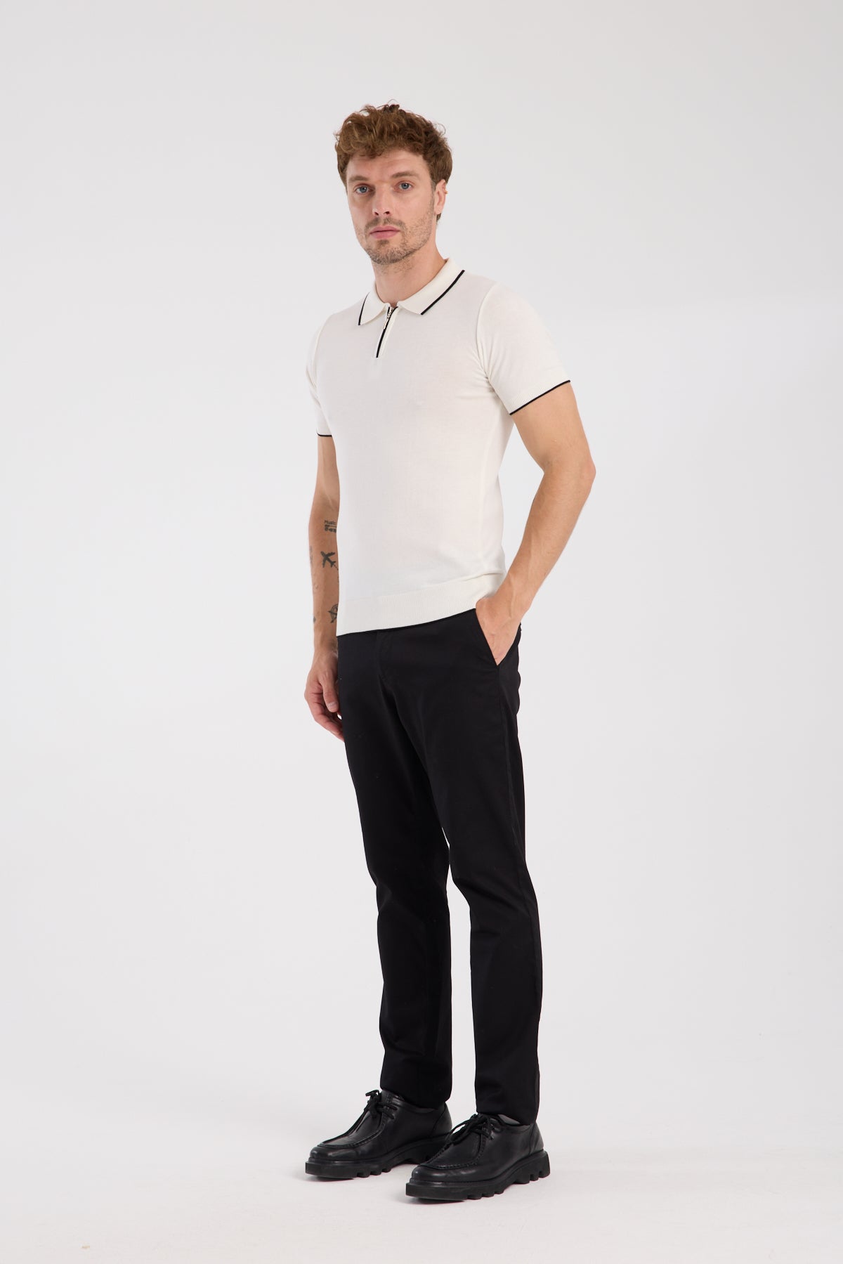 AClub Echo Örme Kumaş Viskon Karışımlı Slim Fit Ekru Polo Yaka Erkek Düz Polo Shirt