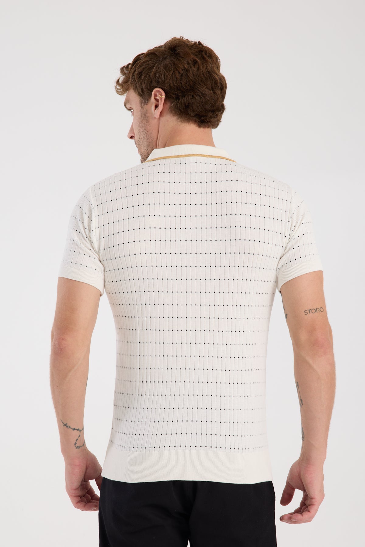 AClub Sierra Örme Kumaş Viskon Karışımlı Slim Fit Ekru Polo Yaka Erkek Düz Polo Shirt