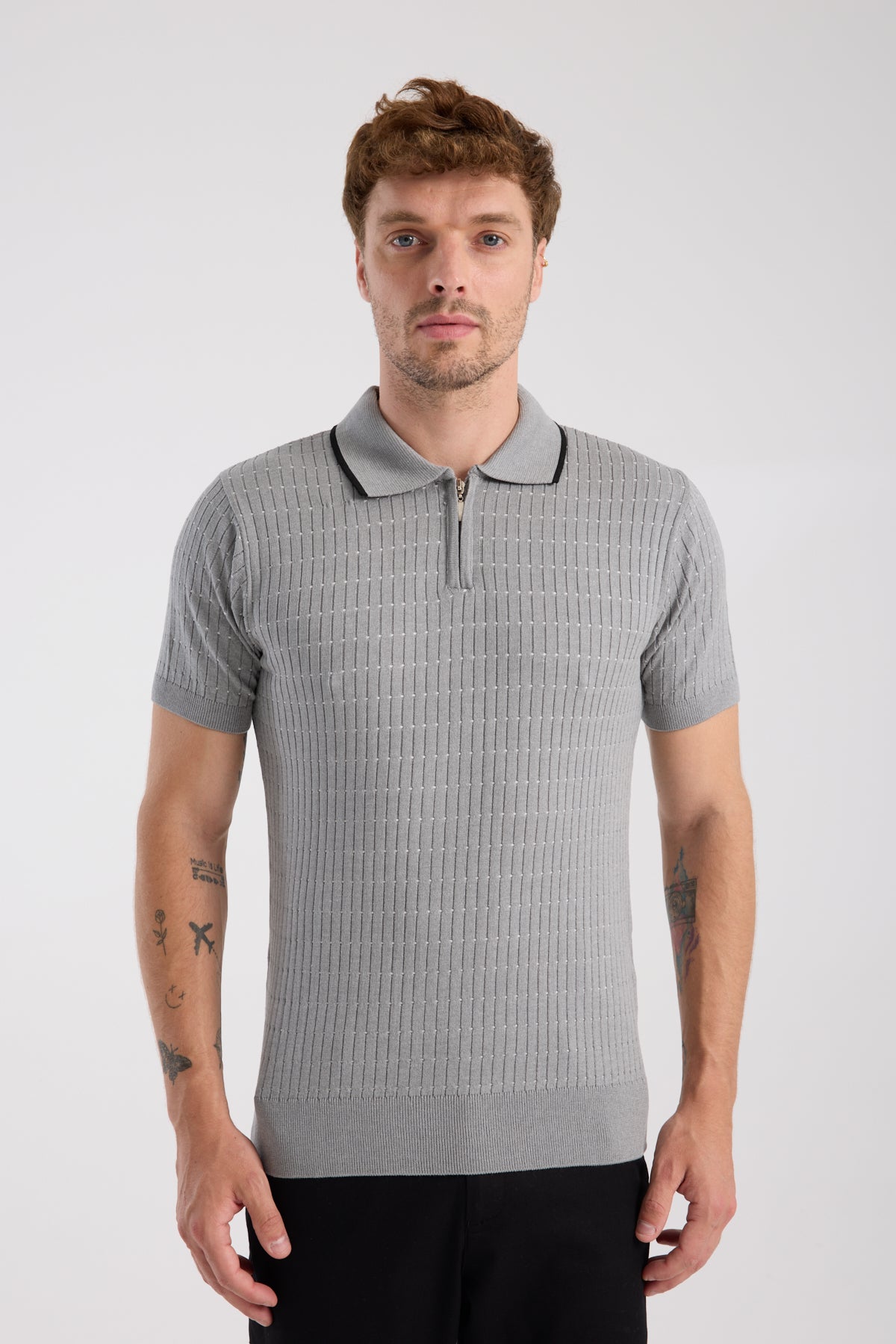 AClub Sierra Örme Kumaş Viskon Karışımlı Slim Fit Gri Polo Yaka Erkek Düz Polo Shirt