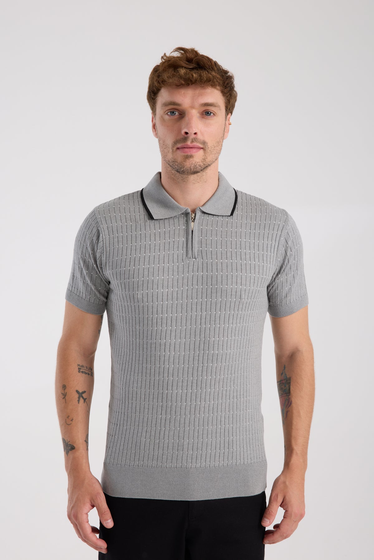 AClub Sierra Örme Kumaş Viskon Karışımlı Slim Fit Gri Polo Yaka Erkek Düz Polo Shirt