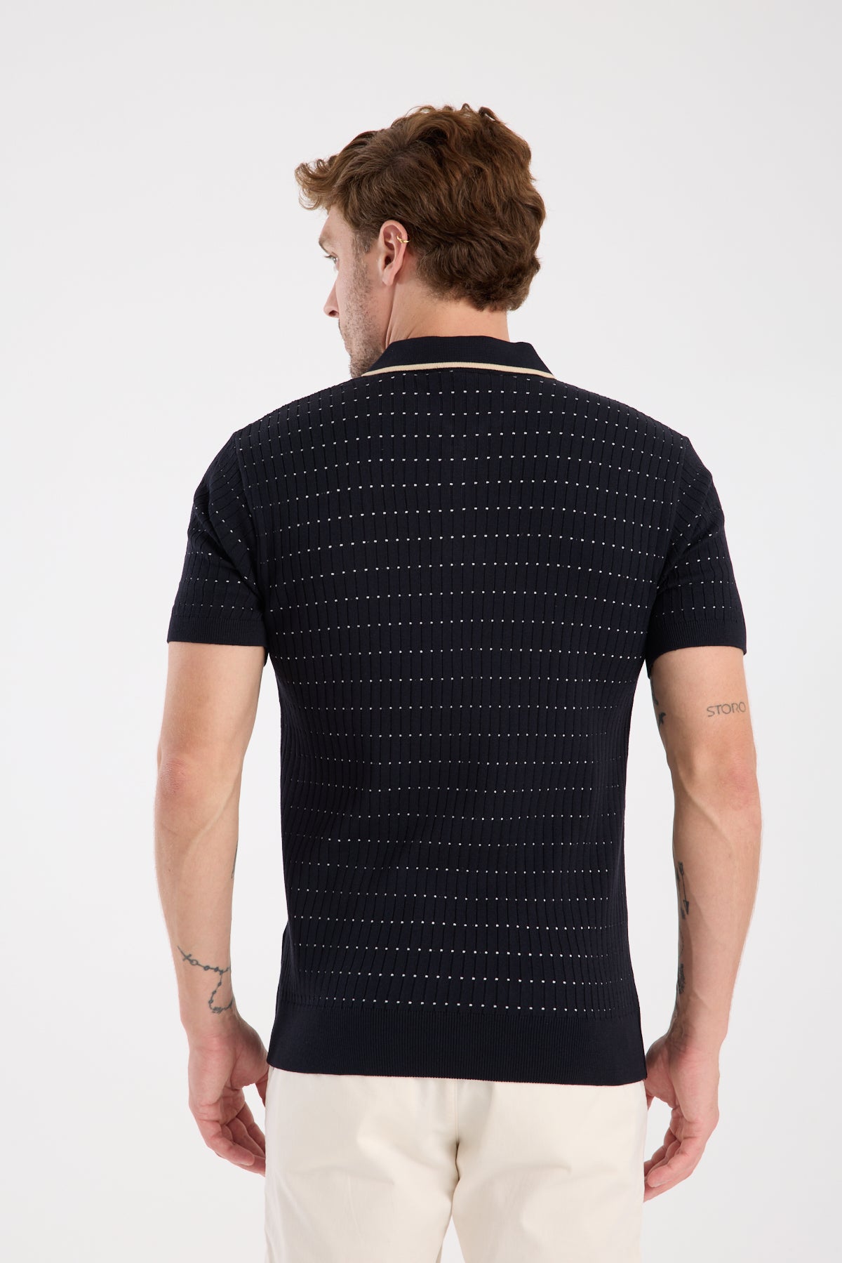 AClub Sierra Örme Kumaş Viskon Karışımlı Slim Fit Lacivert Polo Yaka Erkek Düz Polo Shirt