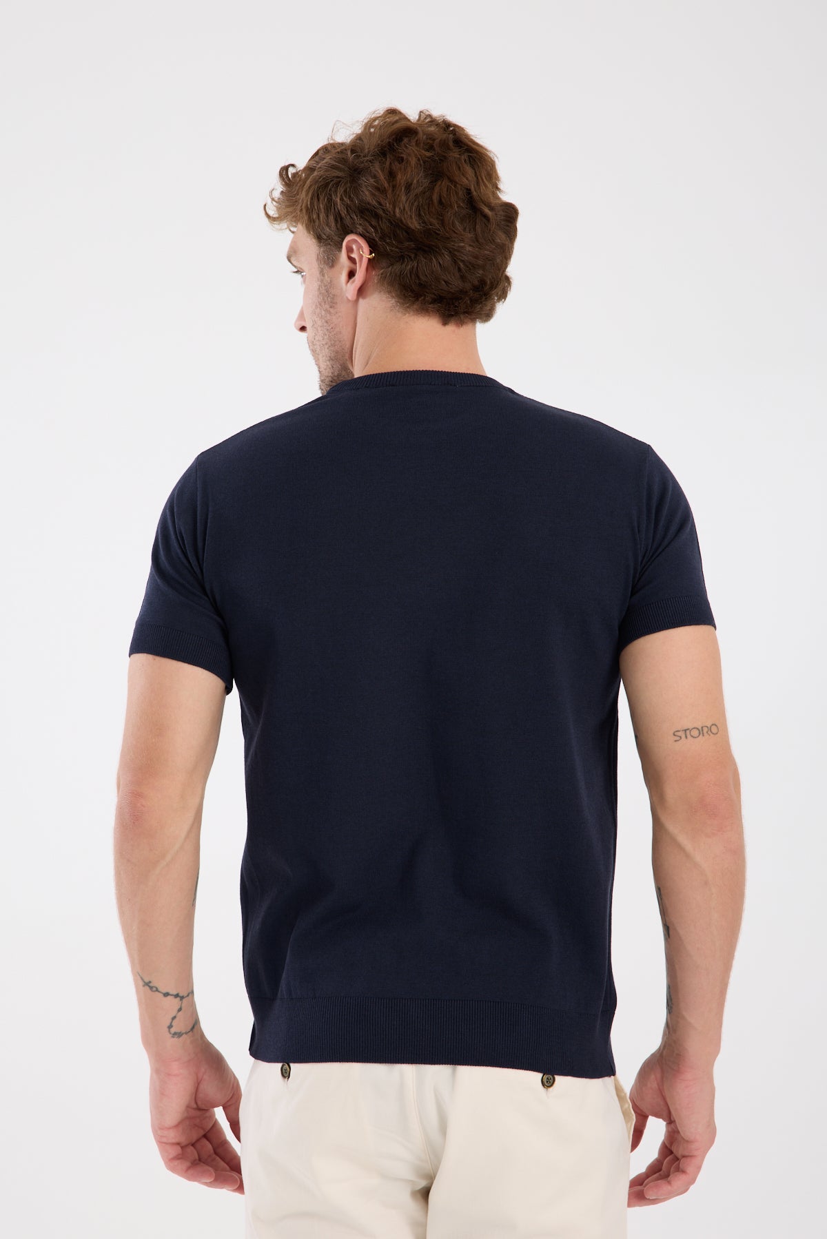 AClub Zulu Örme Kumaş Viskon Karışımlı Slim Fit Lacivert Bisiklet Yaka Erkek Düz T-Shirt