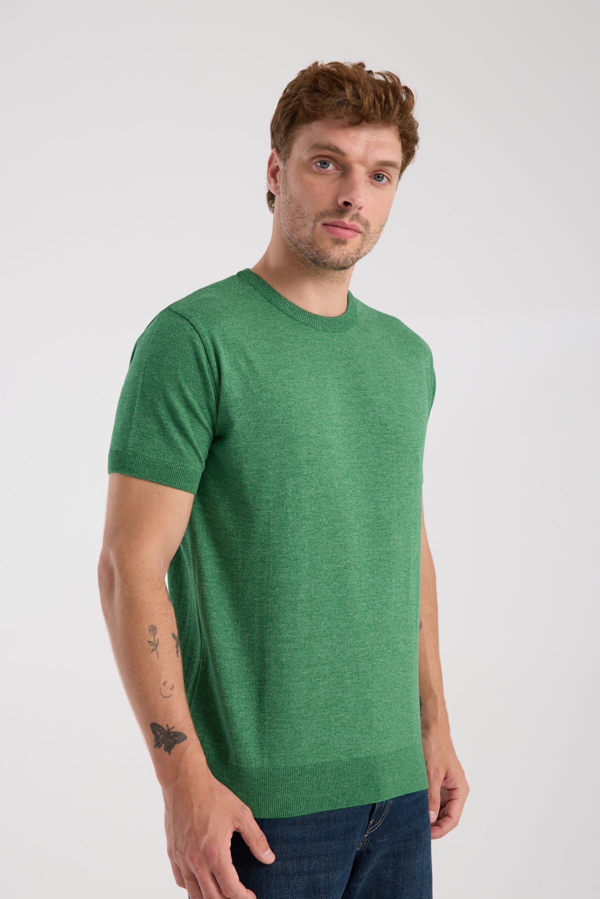 AClub Zulu Örme Kumaş Viskon Karışımlı Slim Fit Yeşil Bisiklet Yaka Erkek Düz T-Shirt