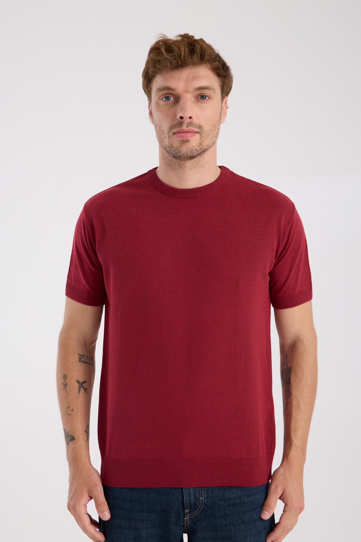 AClub Zulu Örme Kumaş Viskon Karışımlı Slim Fit Kırmızı Bisiklet Yaka Erkek Düz T-Shirt