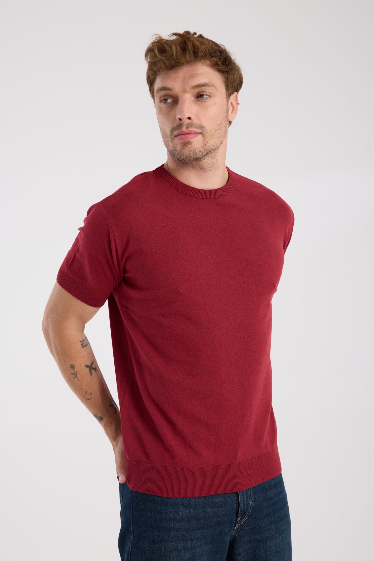 AClub Zulu Örme Kumaş Viskon Karışımlı Slim Fit Kırmızı Bisiklet Yaka Erkek Düz T-Shirt