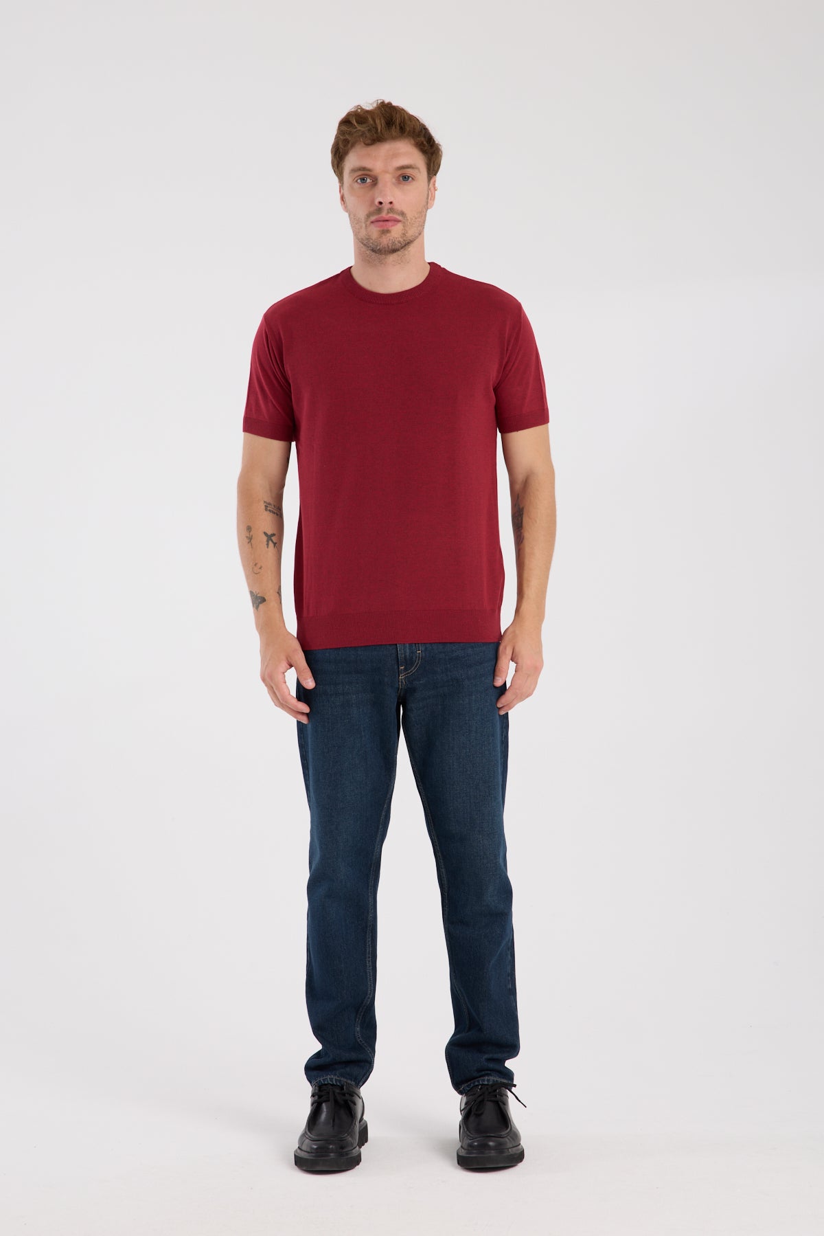 AClub Zulu Örme Kumaş Viskon Karışımlı Slim Fit Kırmızı Bisiklet Yaka Erkek Düz T-Shirt