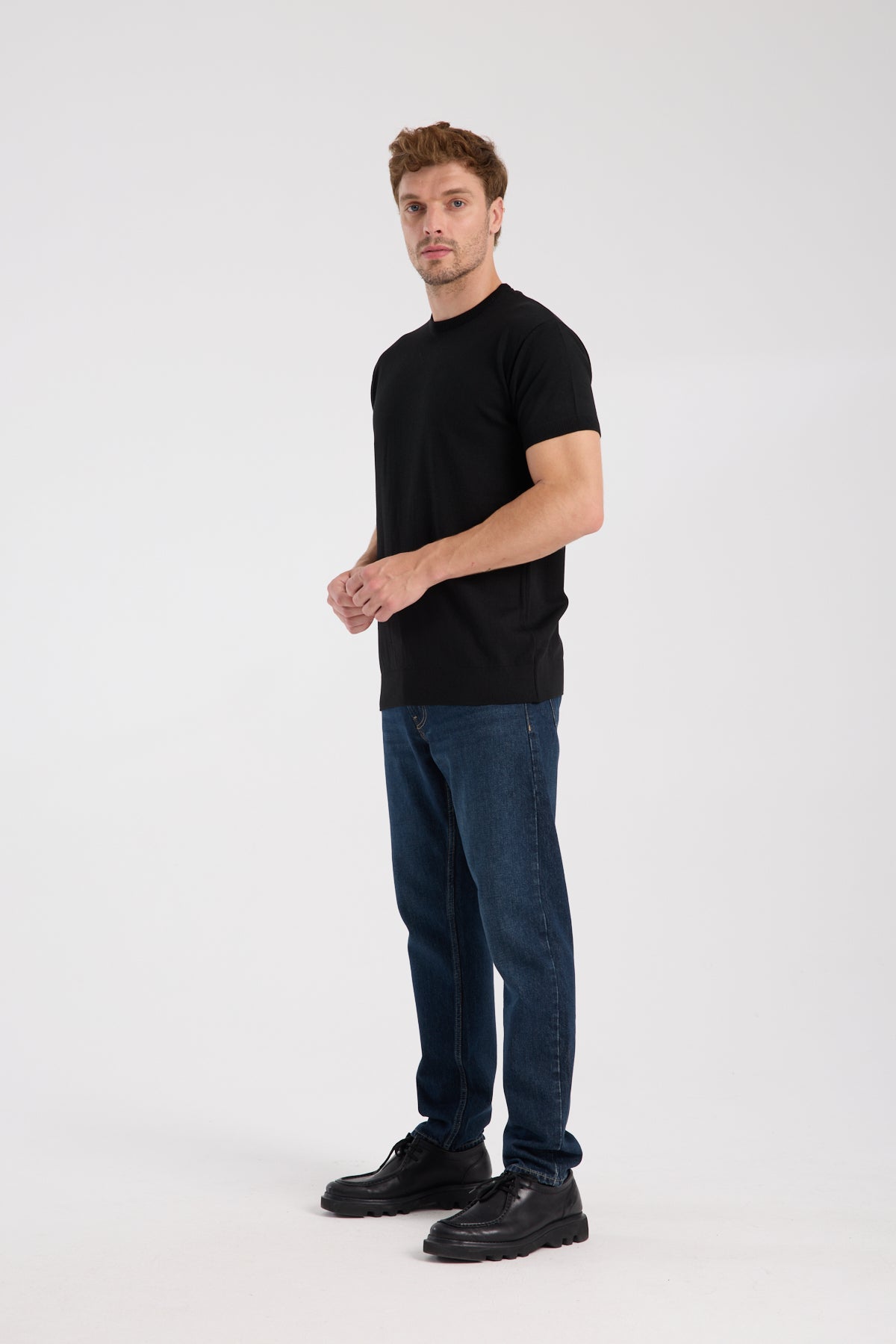 AClub Zulu Örme Kumaş Viskon Karışımlı Slim Fit Siyah Bisiklet Yaka Erkek Düz T-Shirt